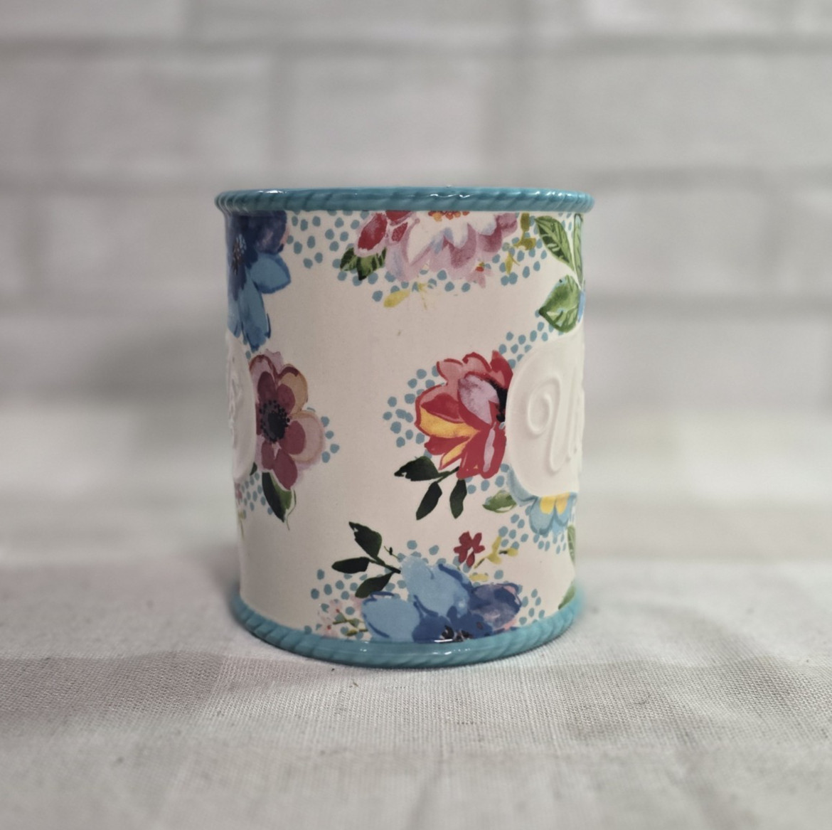 Ceramic Utensil Holder Pioneer Woman 5.5 in. Floral Mini Crock Melody Stoneware
