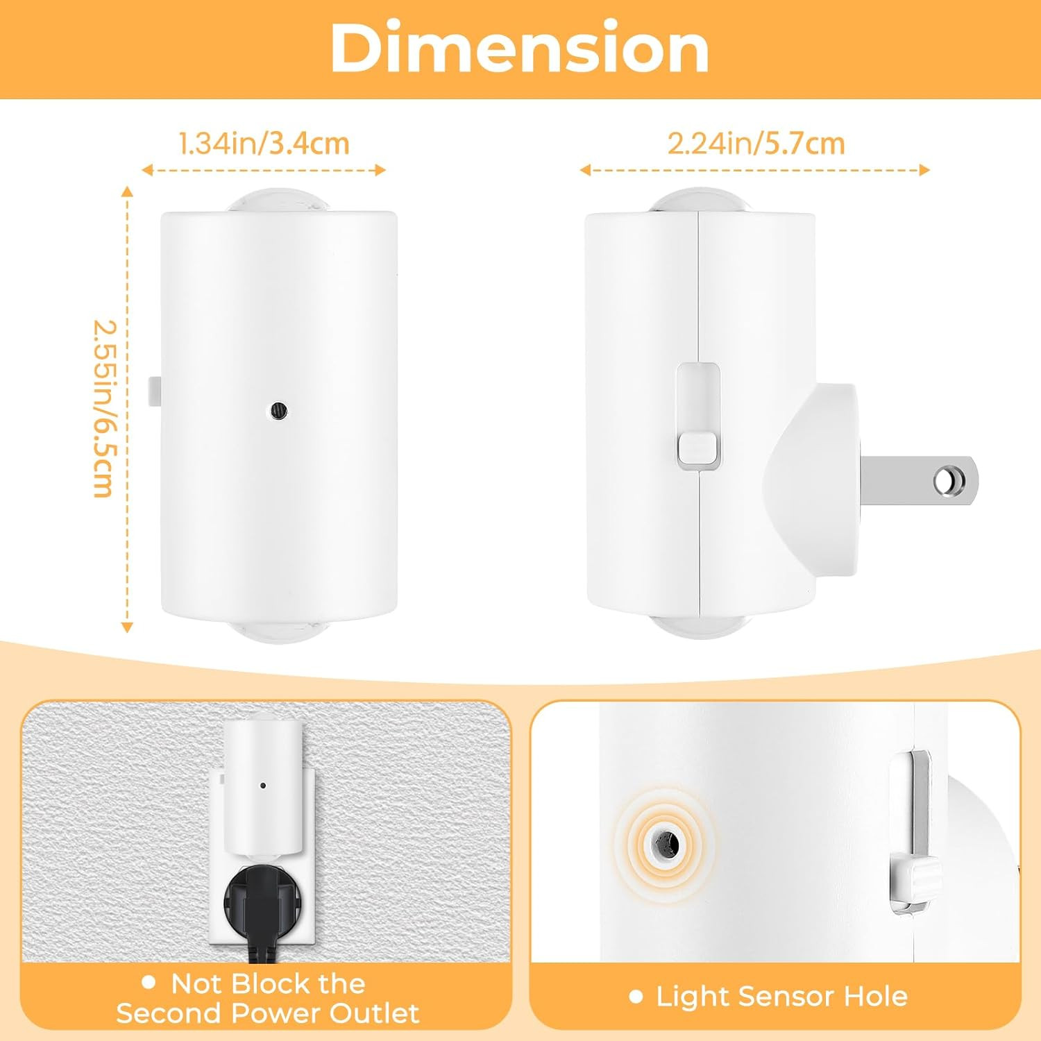 LED Night Light Plug In, Modern Plug-Into Wall Nightlight, Adjustable 0-200LM Br