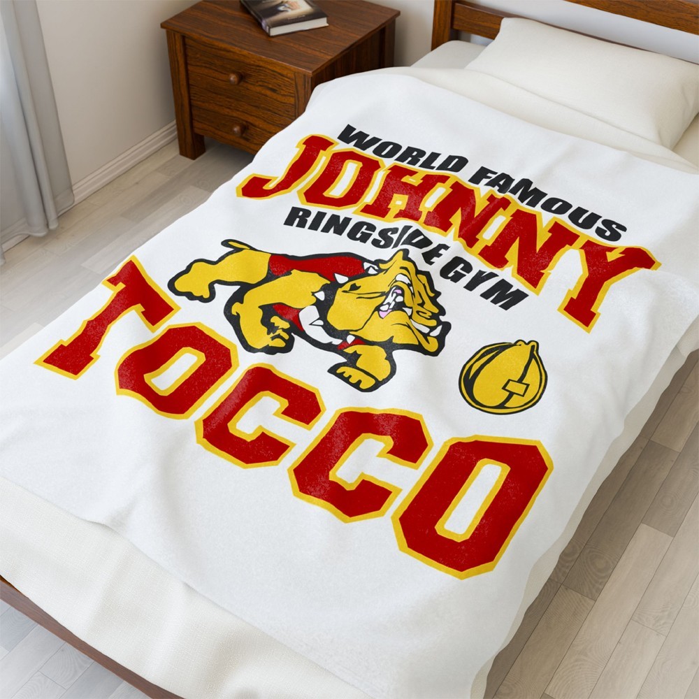 Johnny Tocco's Ringside Gym White Velveteen Plush Blanket