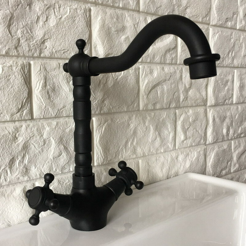 Black Oil Rubbed Brass Bathroom Kitchen Bar Vessel Sink Swivel Faucet Tap snf344