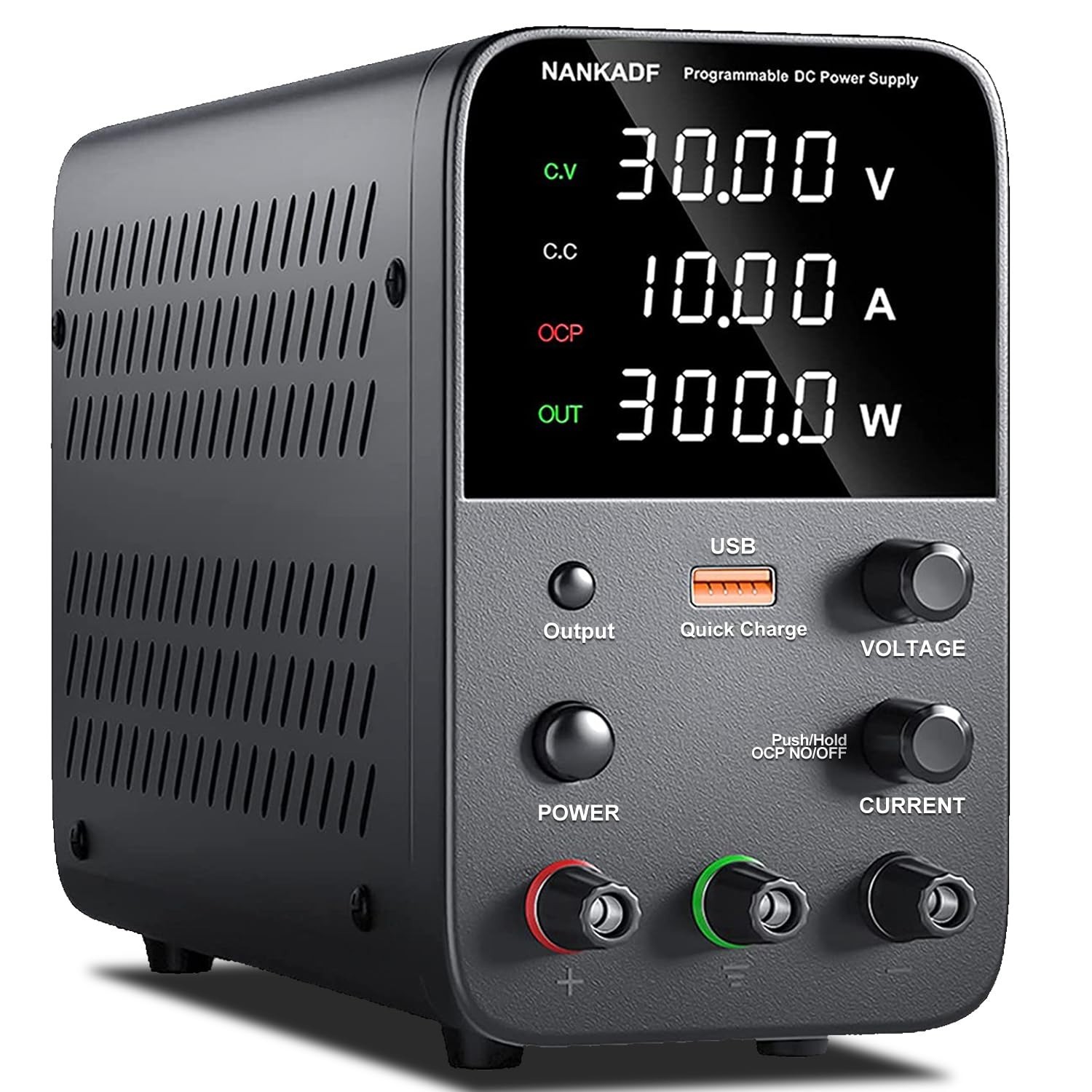 Compact 30V 10A Bench Power Supply with Encoder Knob & Overcurrent Protection