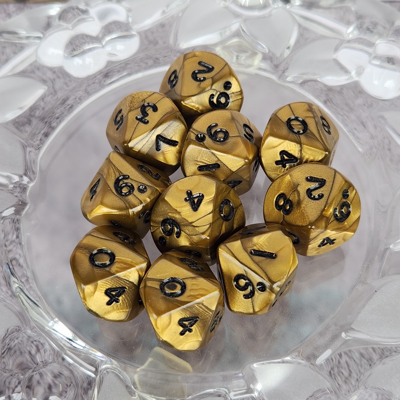 Dungeons & Dragons d10 Olympic Pearlized Gold RPG Game Dice  Set Of Ten