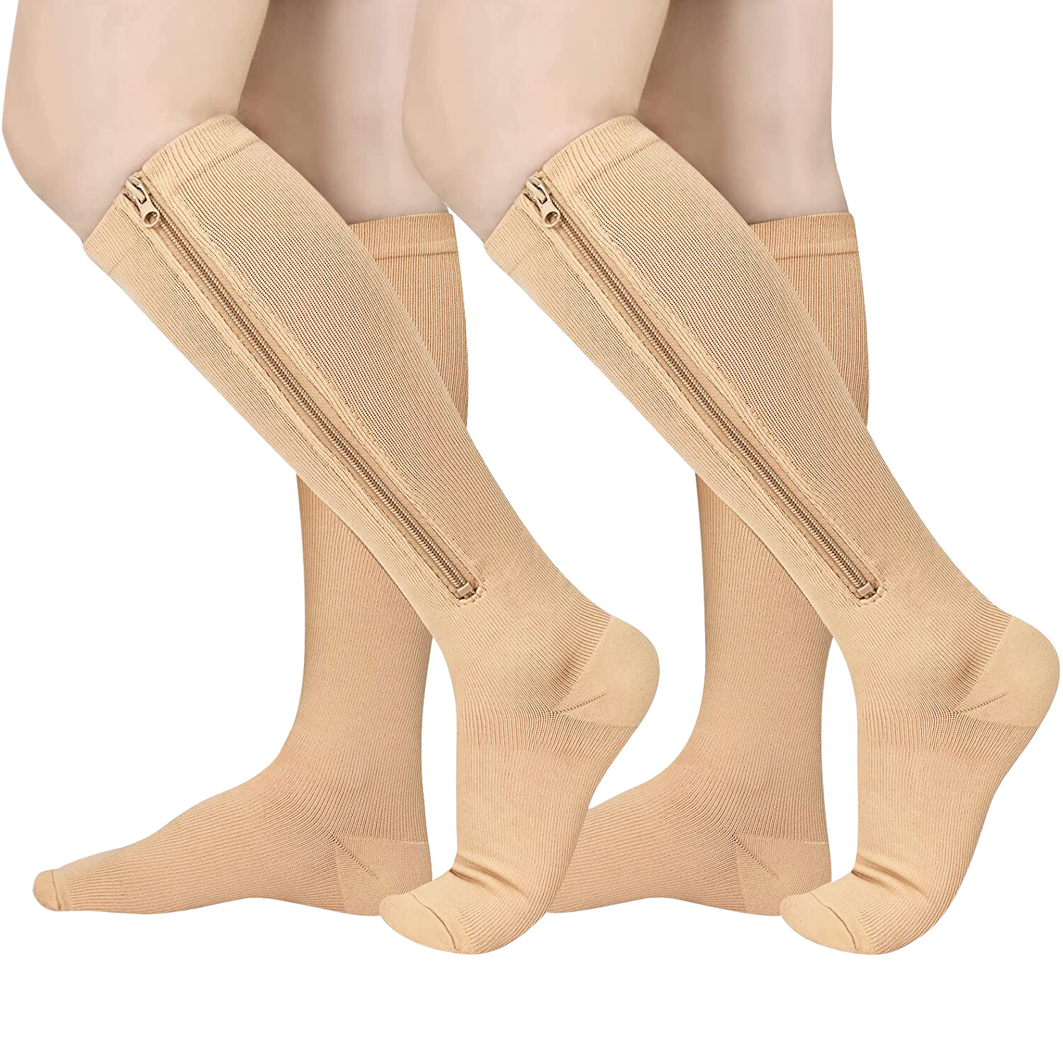 Copper Infused Zipper Compression Socks - Zip Up Circulation Pressure Stocking--