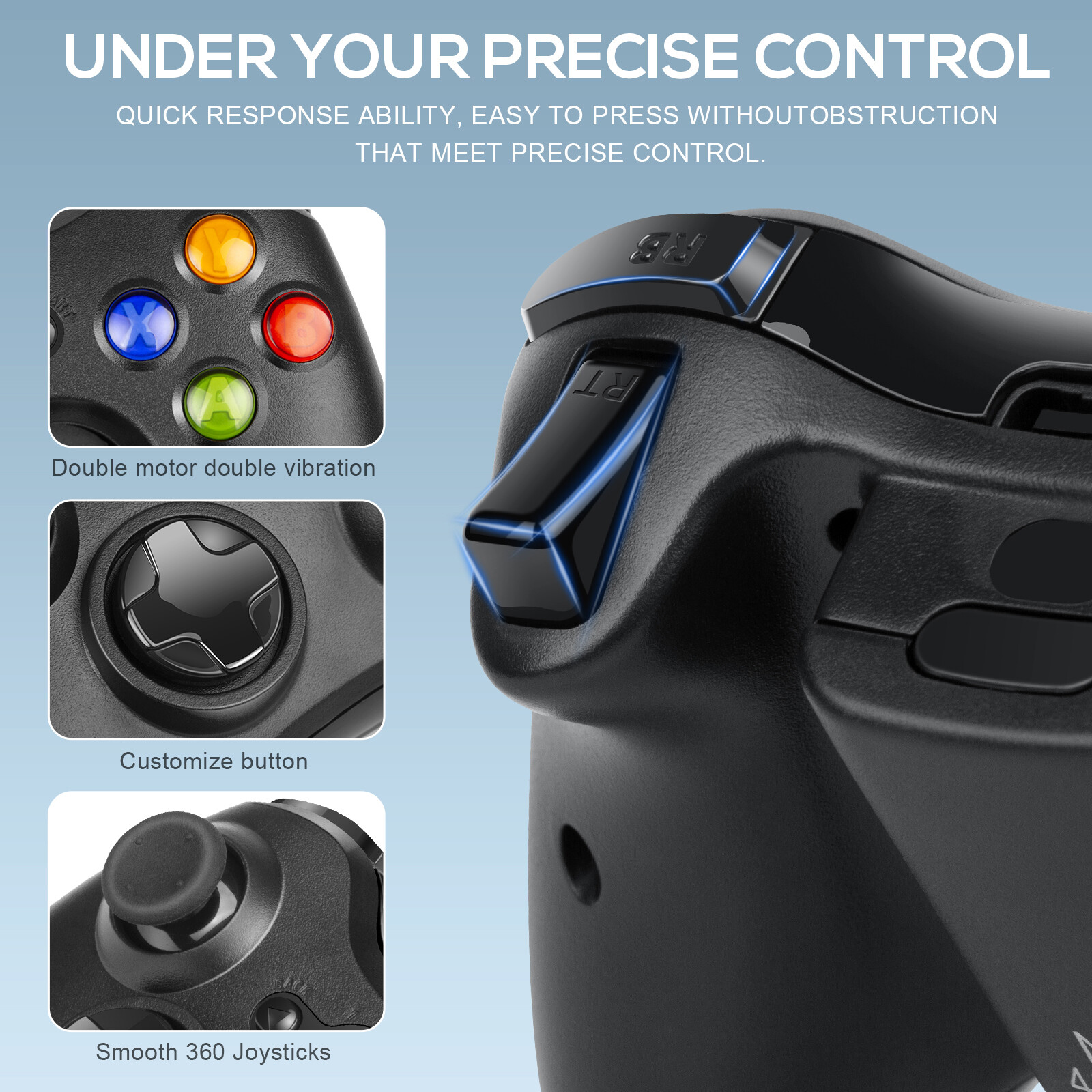 Wireless Game Controller Gamepad for Microsoft XBOX 360/360Slim/E PC WIN 7 8 10