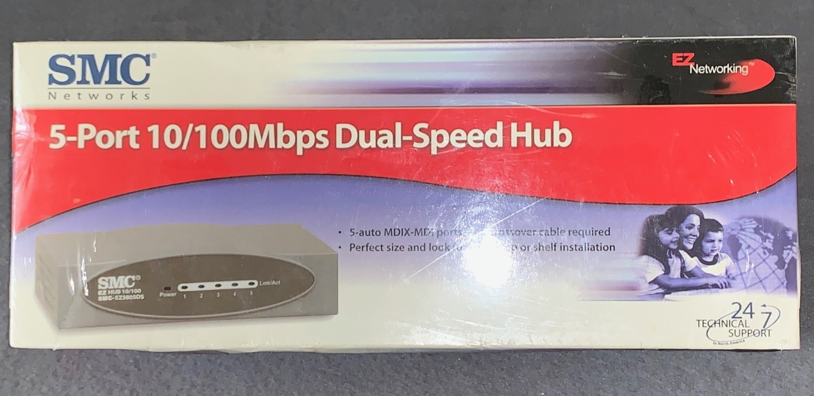 SMC 5-Port 10/100mbps Dual-Speed Hub Model: SMC-EZ5805DS (New-Factory Sealed)