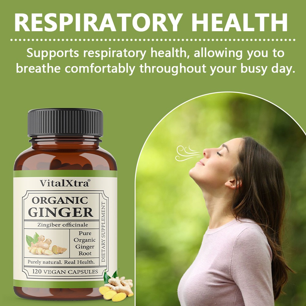 Ginger Root Capsules 950mg, for Digestive Support, Immune Wellness,120 Capsules