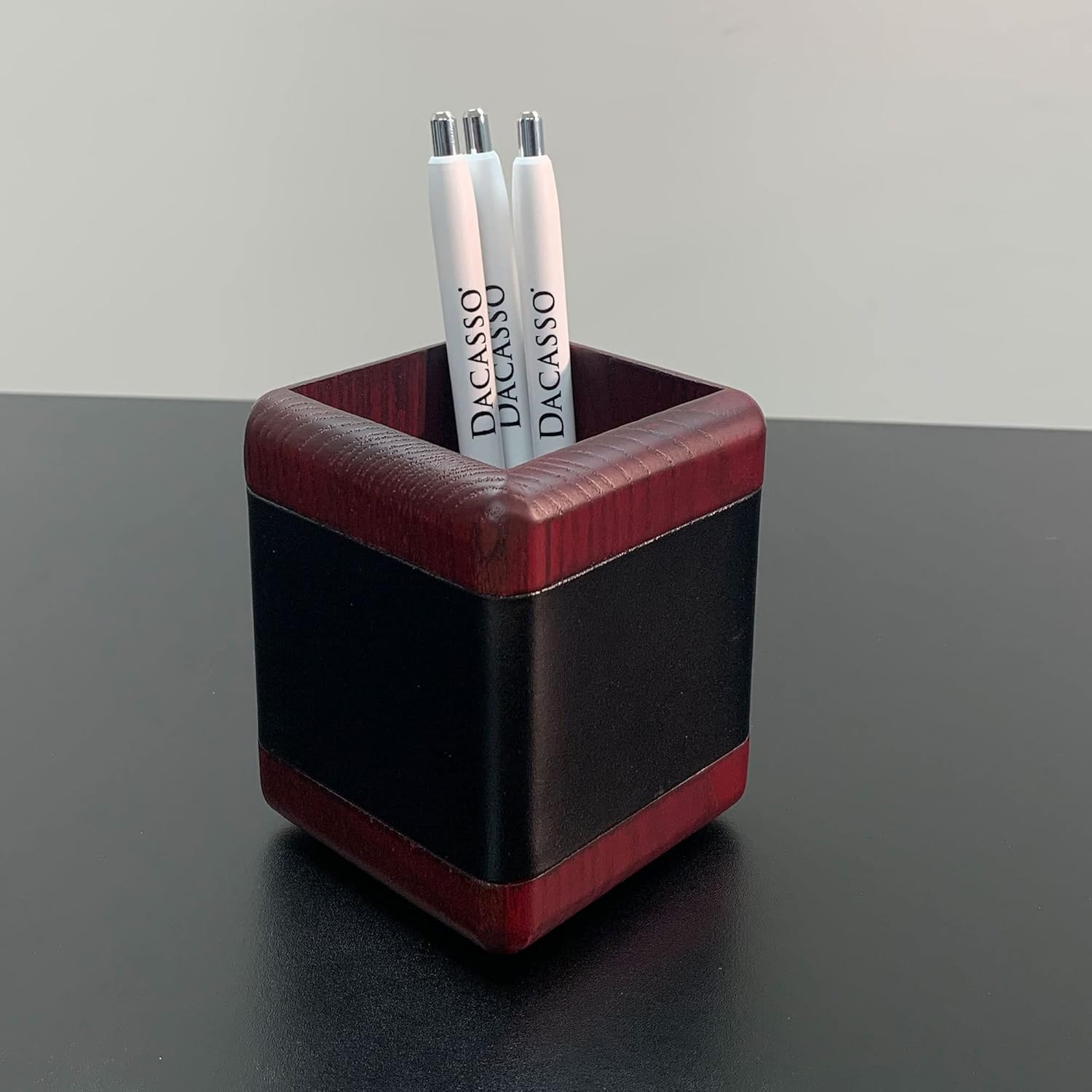 Rosewood and Leather Pencil Cup