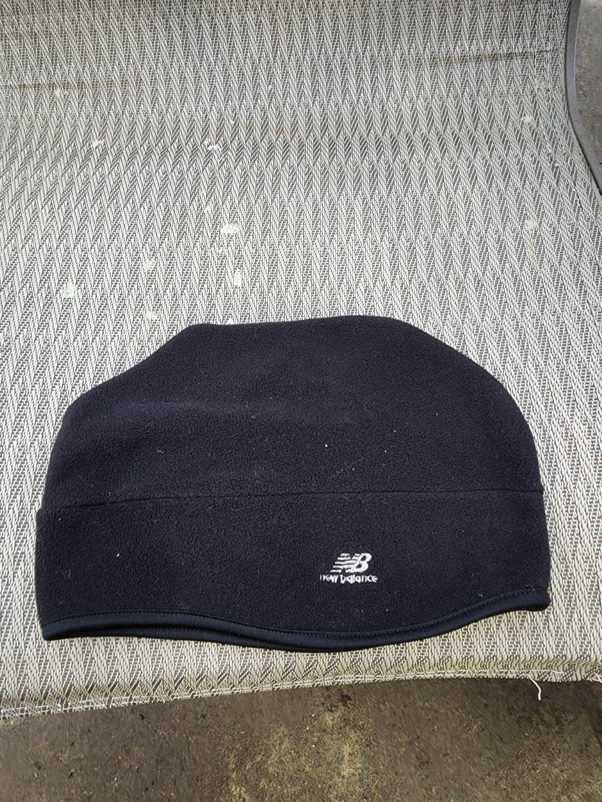 New Balance Black Fleece Beanie One Size Polyester Logo Winter Hat