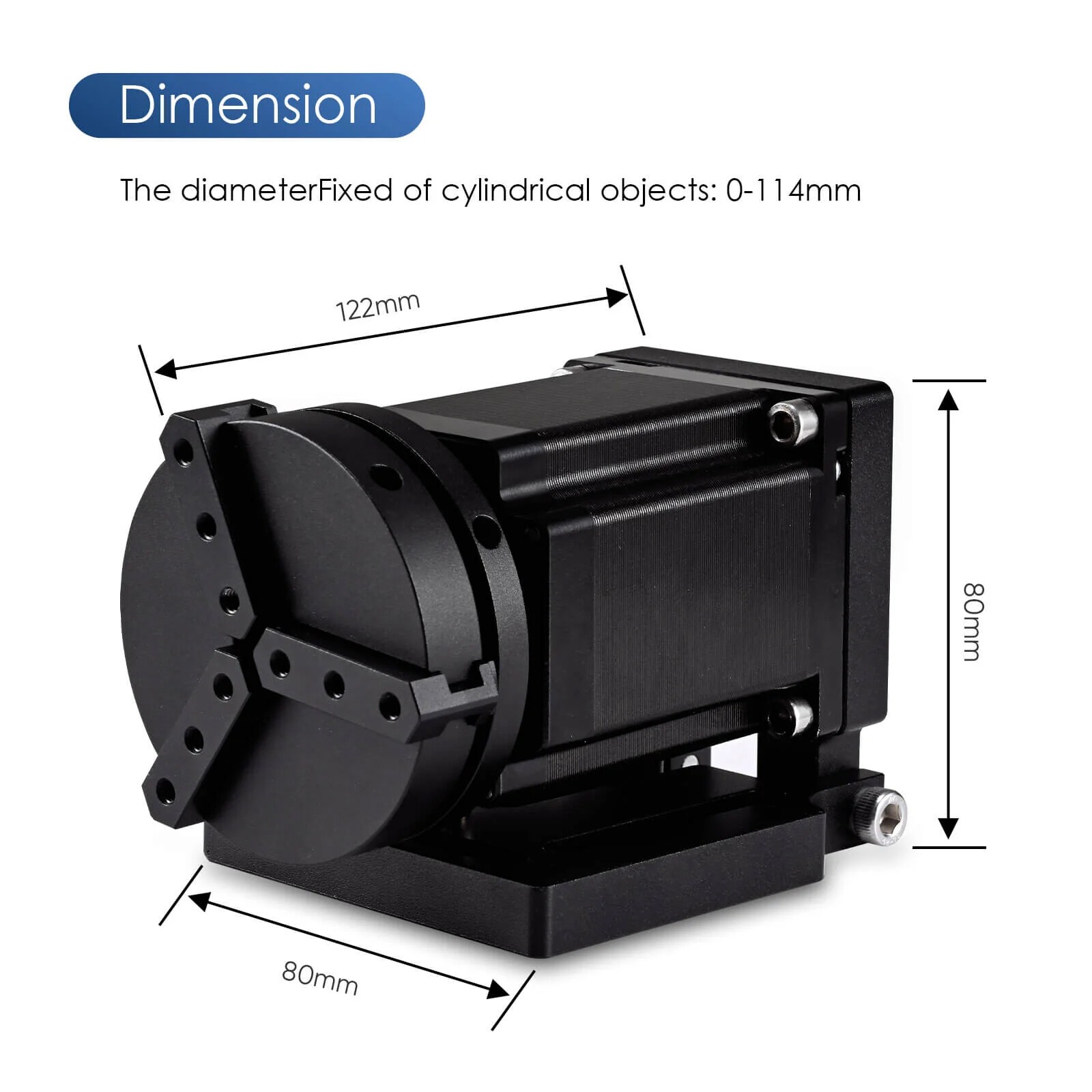Monport 70mm Rotary Axis Attachment for Fiber Laser Engraver 3 Jaw Rotary Chuck
