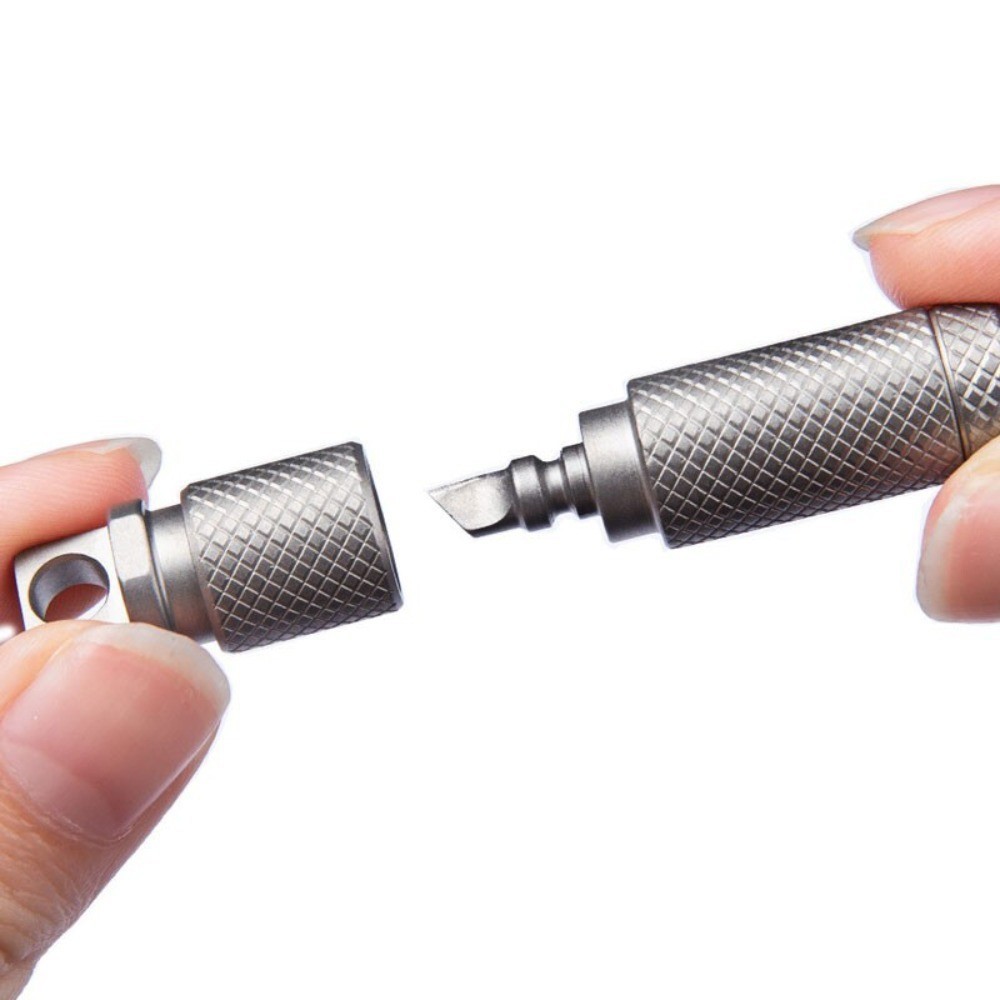 EDC Mini Titanium Alloy Waterproof Case Portable Keychain Pendant Multi Tool