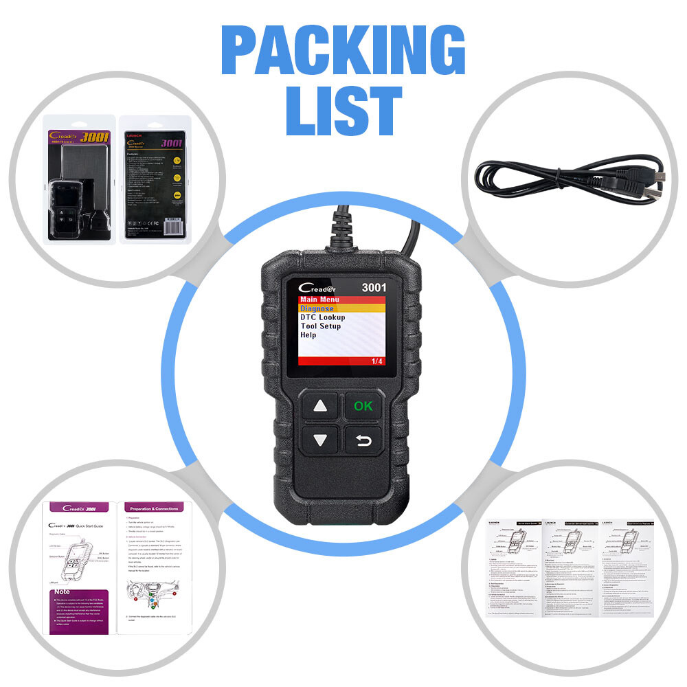 LAUNCH CR3001 OBD2 Scanner Car Check Engine Light Diagnostic Tool Code Reader
