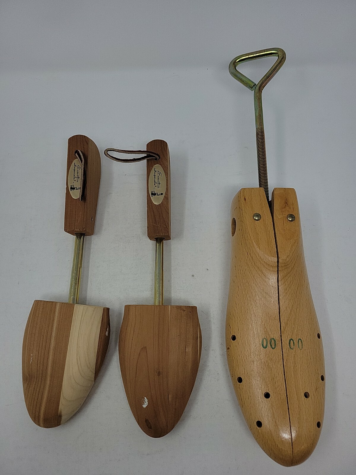 Lot of 3 Large Wooden Cedar Wood Shoe Stretchers USA/Slovenia Vintage