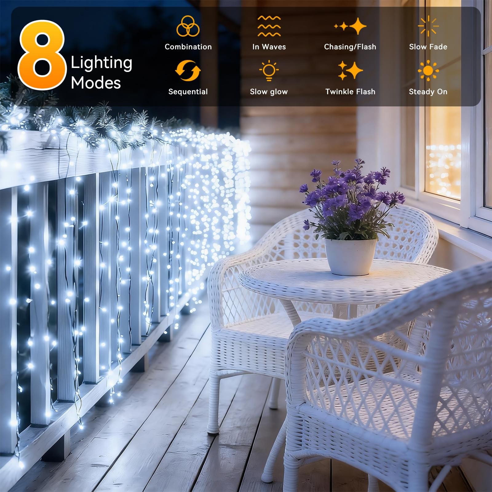 Solar String Lights Outdoor Waterproof 2 Pack Total 66ft 200LED 8 Modes Twink...