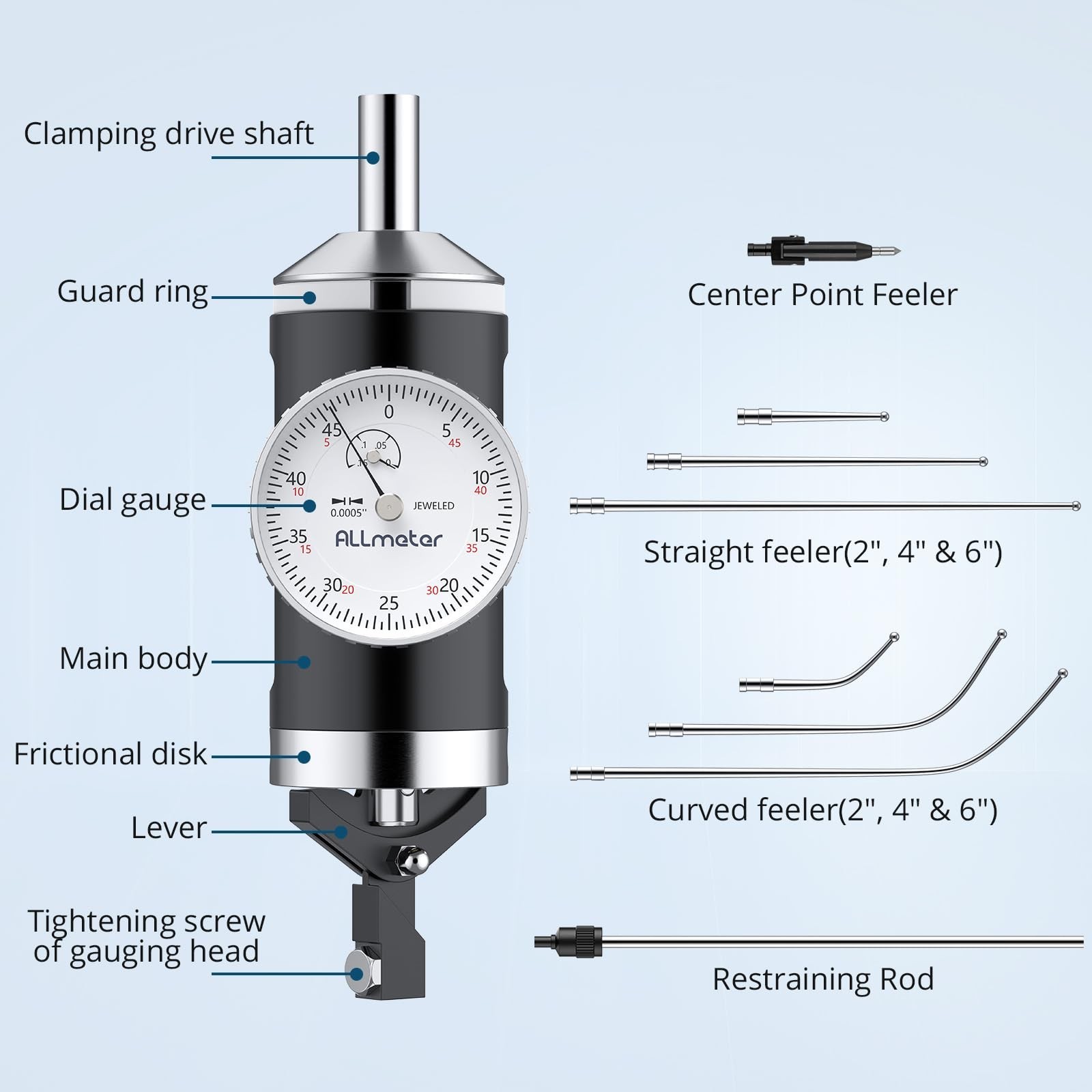Coaxial Centering Dial Test Indicator,0-0.15" Range with 0.0005" Resolution,C...
