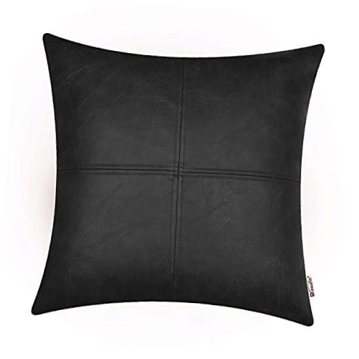 Faux Leather Throw Pillow Covers 22 X 22 Inches 22" x 22" (Pack of 1) Black