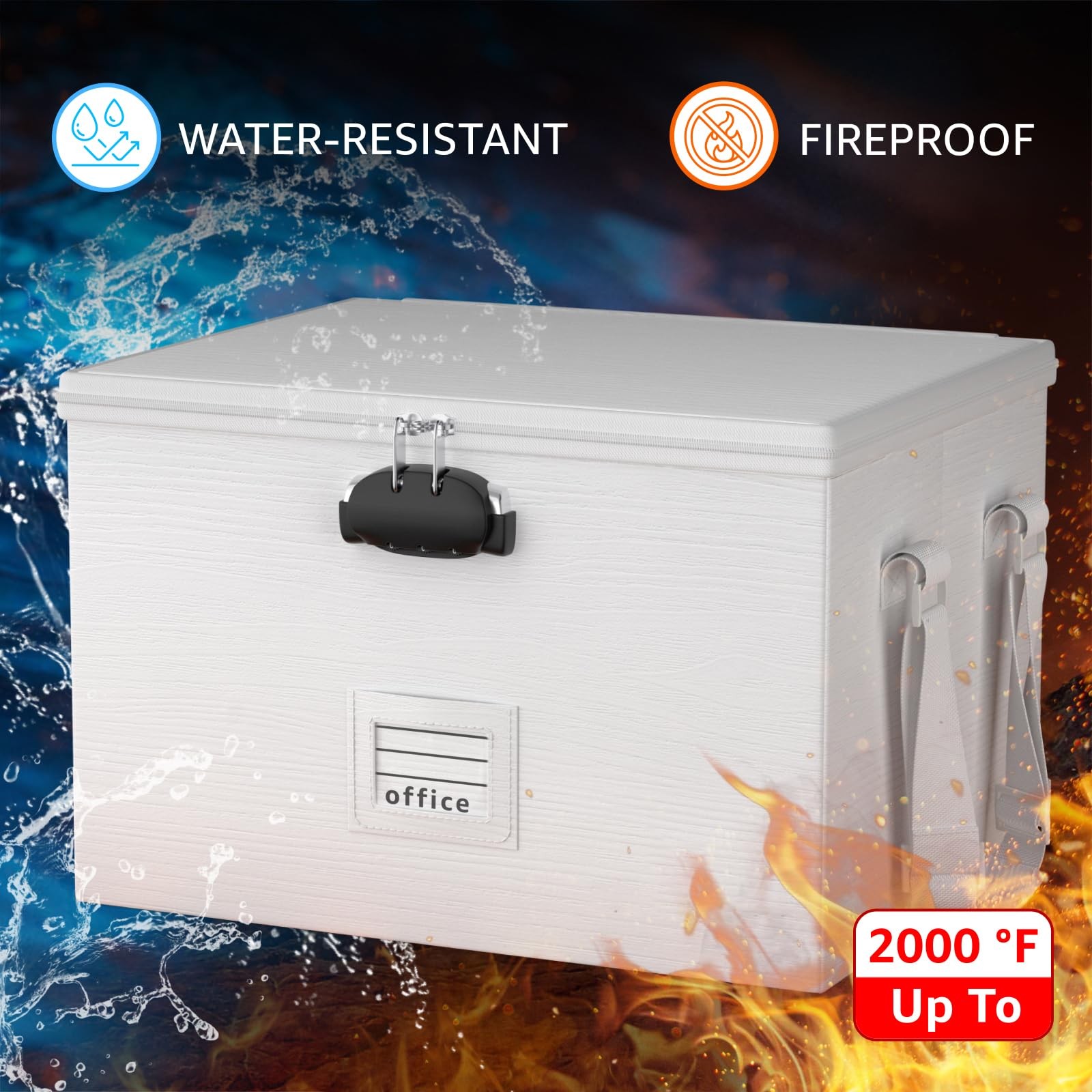Fireproof Document Box File Organizer - Waterproof Locking Filing Portable St...