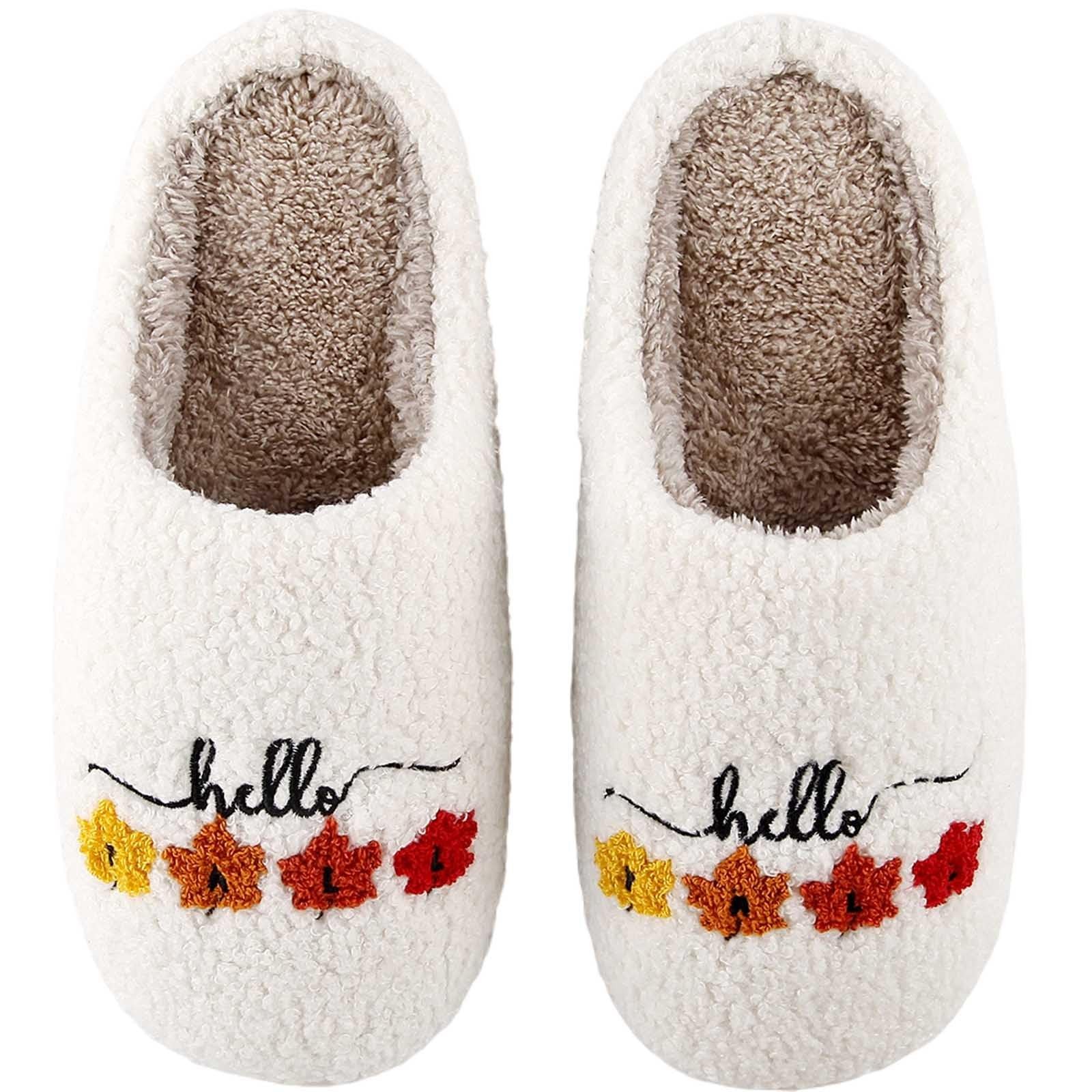 Fall Slippers Fall Leaves Garlands Slippers For Women Men Autumn Decor Thanks...