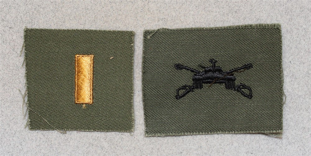 Army Officer Cloth Collar Insignia: Armor & 2LT - subdued