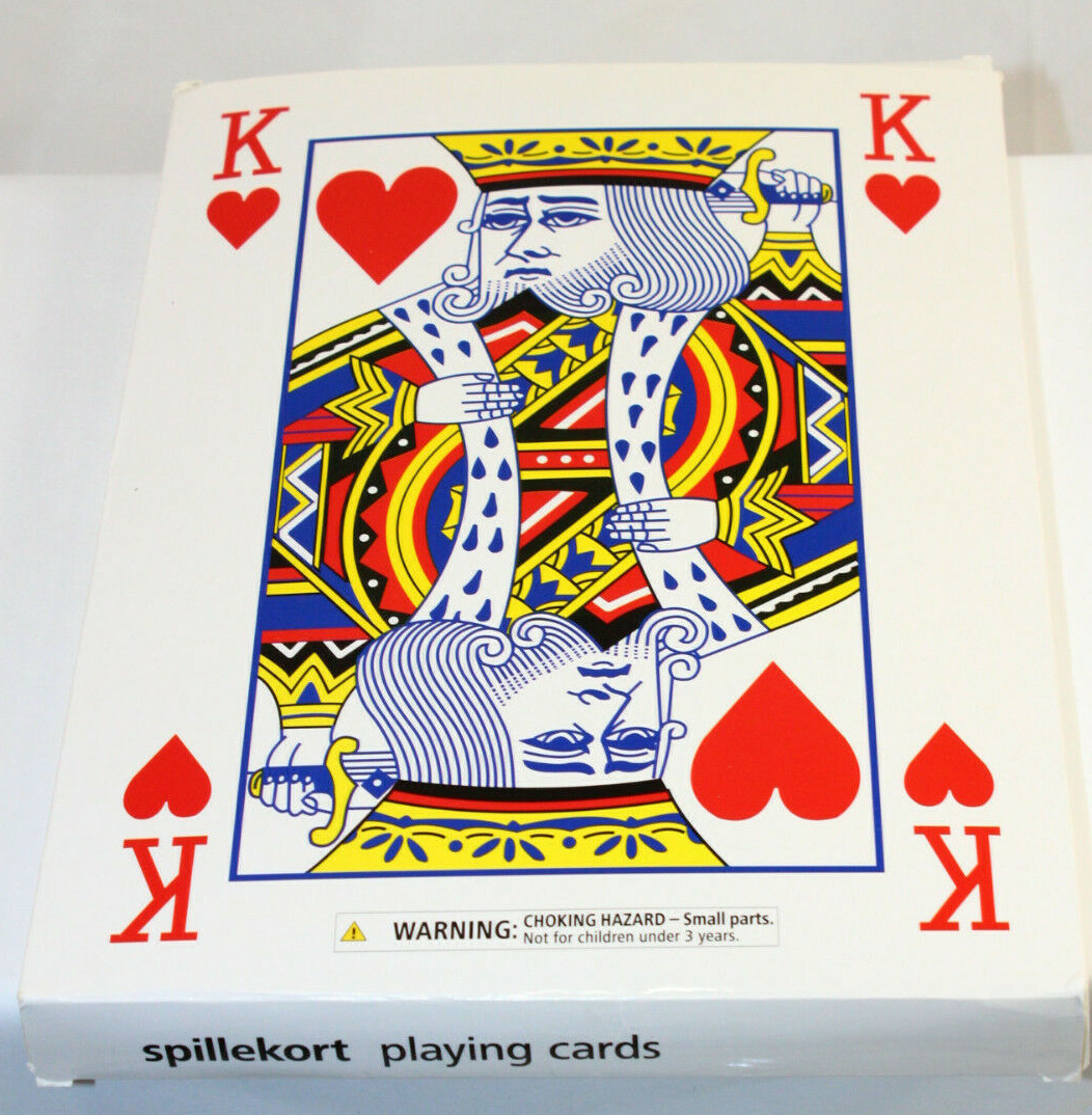 SPILLEKORT Playing Cards Full Deck Oversized Standard  Cards 11" x 8" Magic