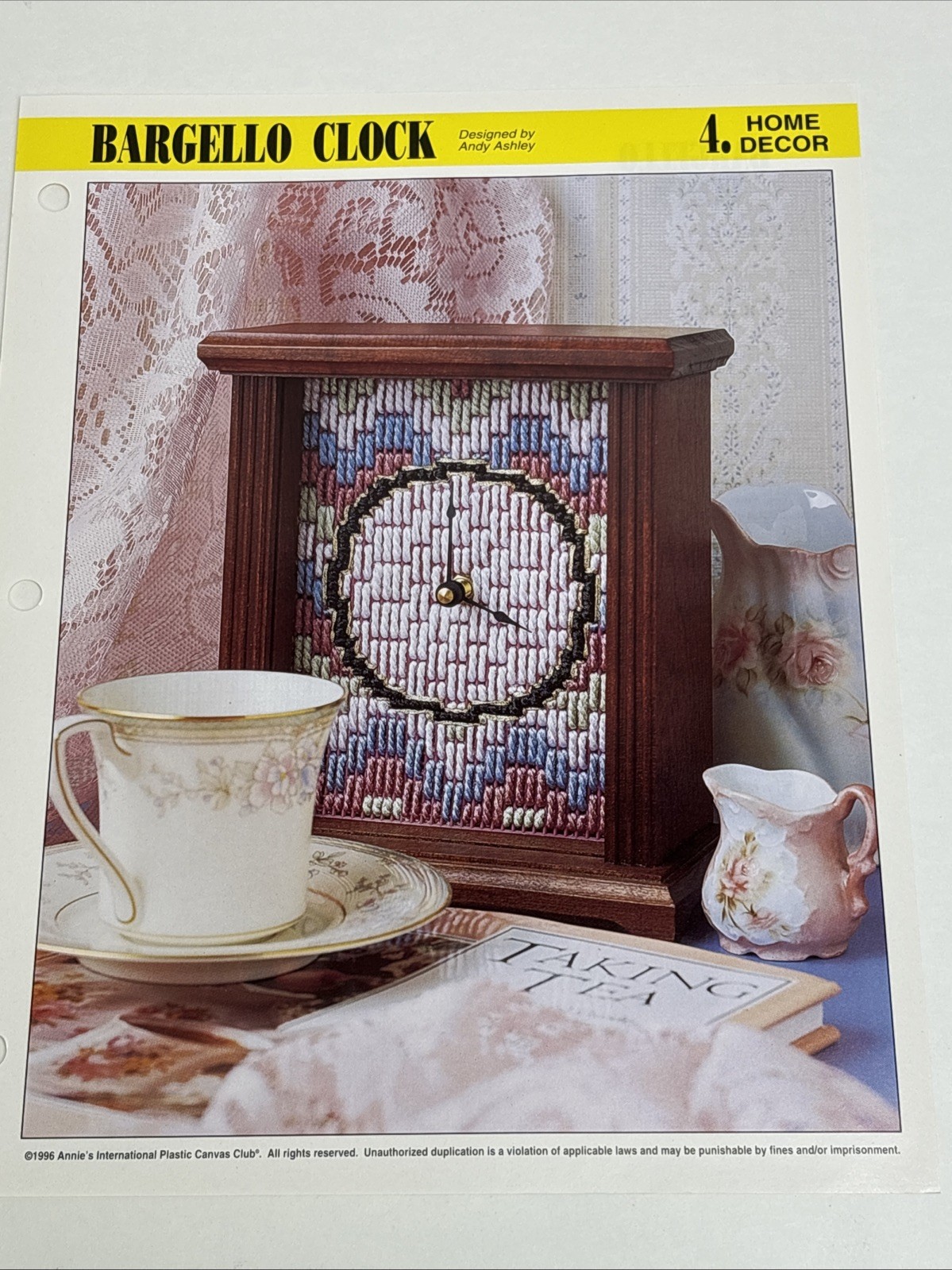 Bargello Clock Annie's Attic Plastic Canvas Pattern Page