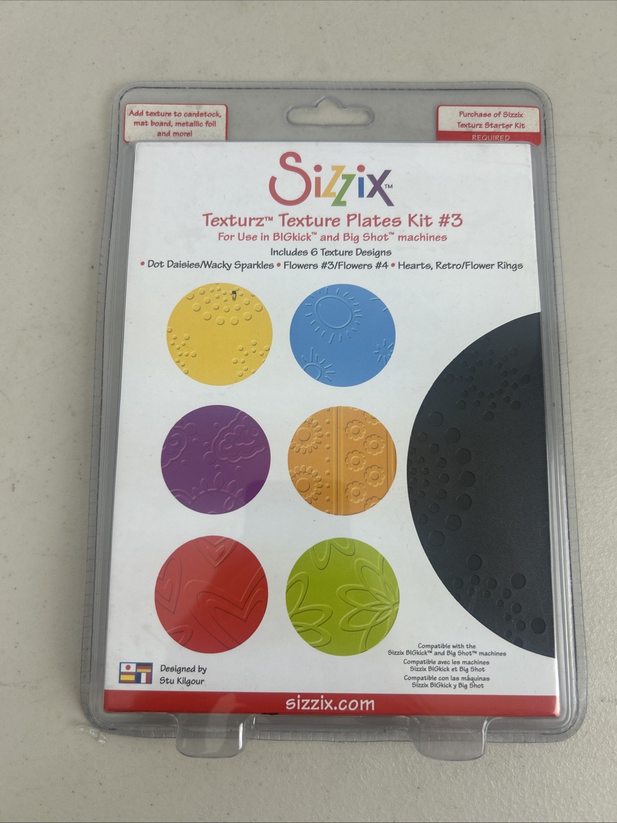 NEW Sizzix Texturz Texture Plates Kit #3 -6 Designs Big Kick & Big Shot 654841