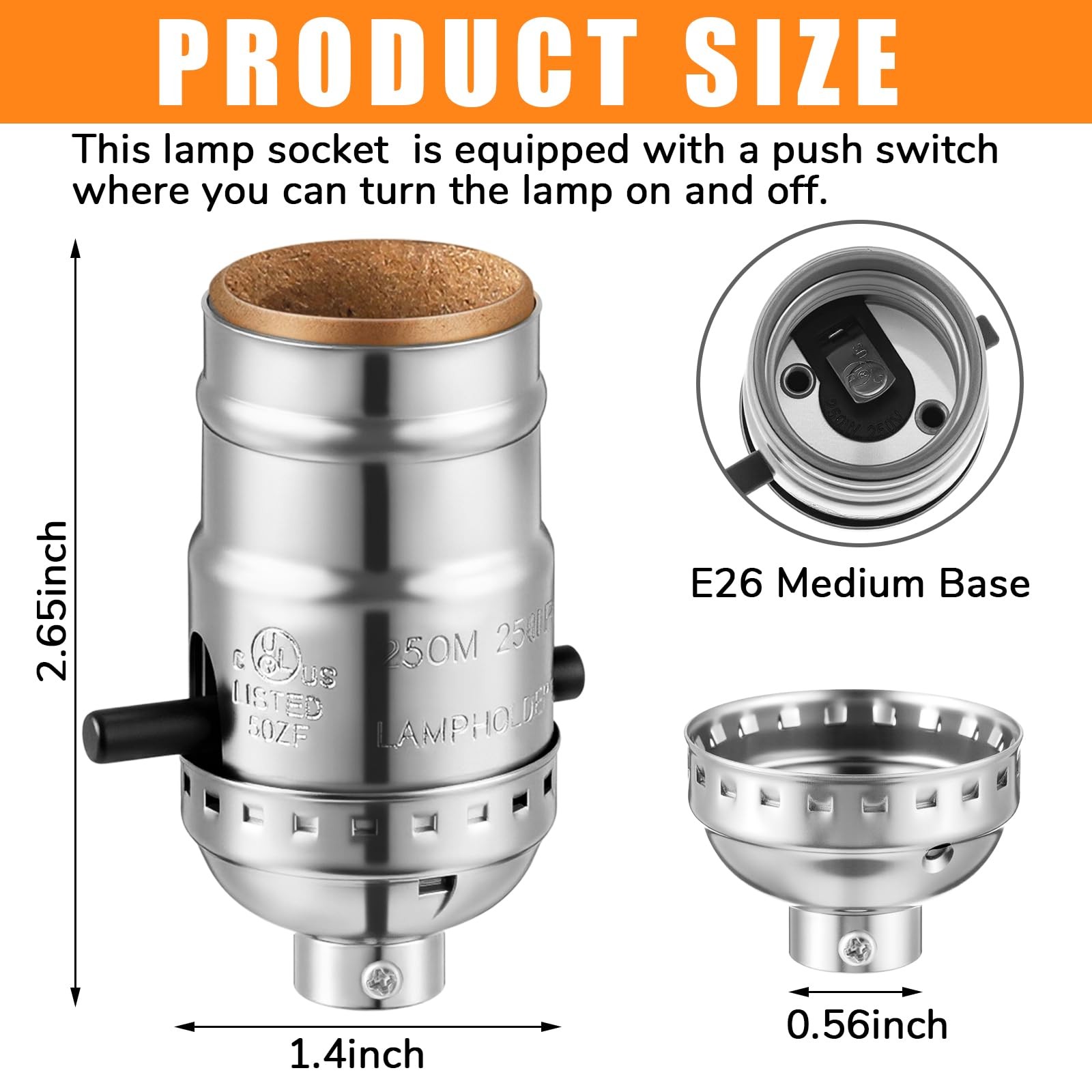 Saysurey 4 Pack Ul Listed Lamp Socket, E26 Threaded Lamp Sockets Replacement ...