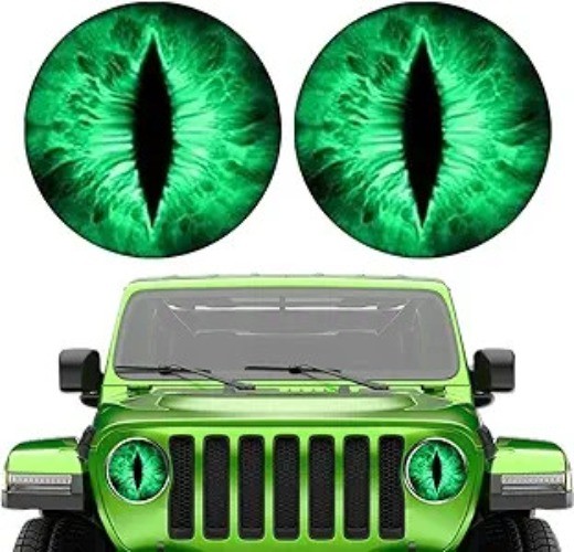 2024 Wrangler Headlight Decals Pair, 3D Round Eye Stickers for He Color: Green