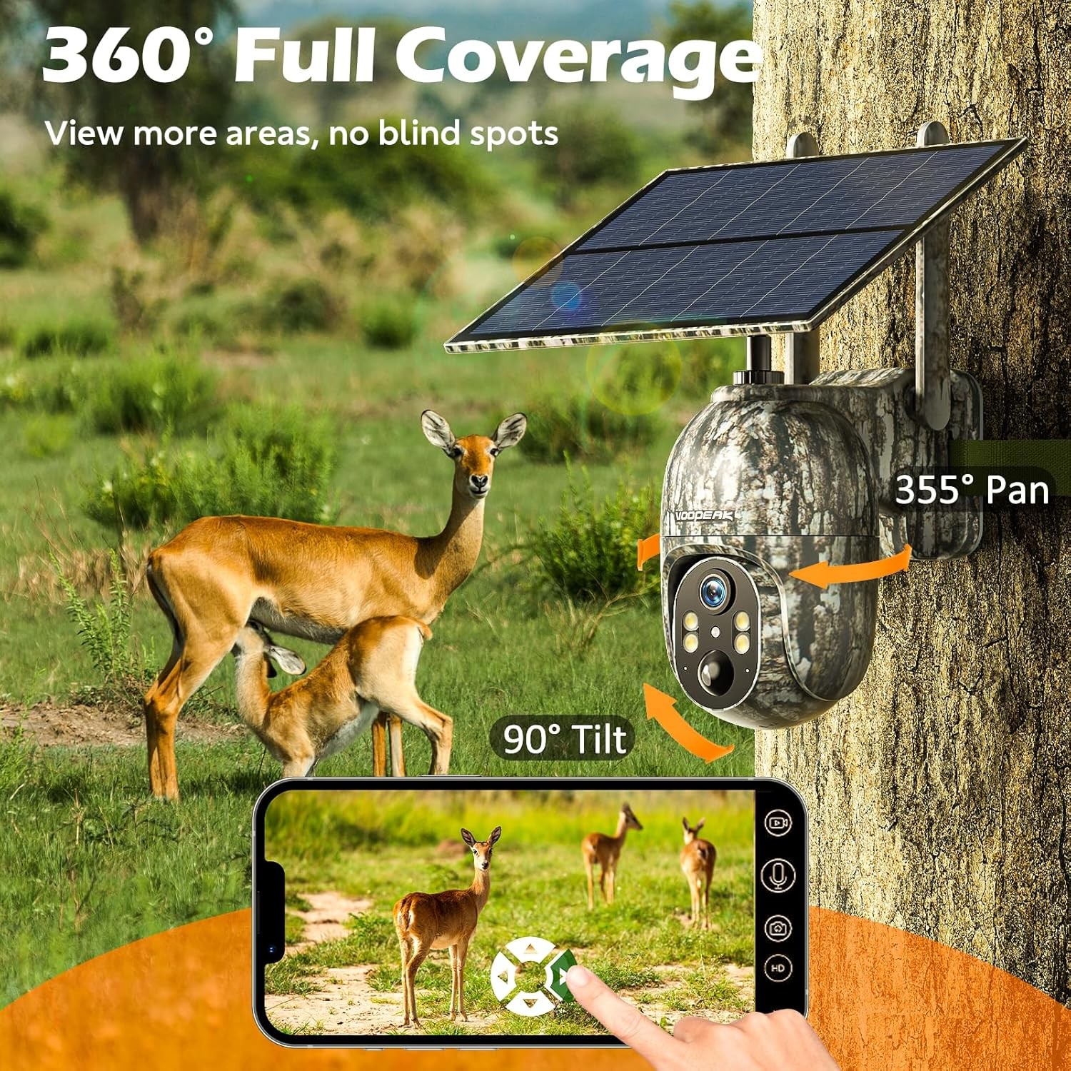 VOOPEAK Cellular Trail Camera - SIM Included, 360° Remote View, Motion Activated
