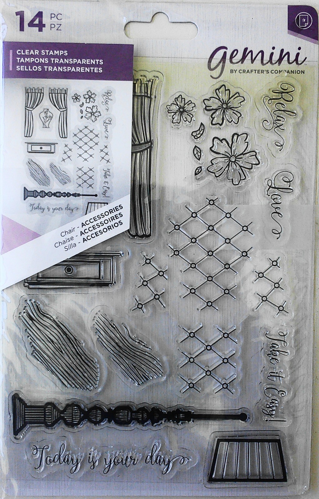 Gemini Papercraft 14 Clear Stamps Table Lamp Window Curtains Sealed New