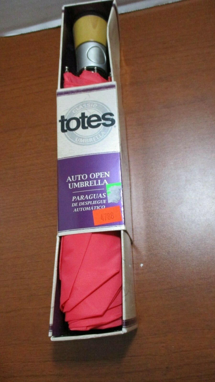 TOTES CLASSIC UMBRELLAS~RED AUTO OPEN UMBRELLA~New in Package