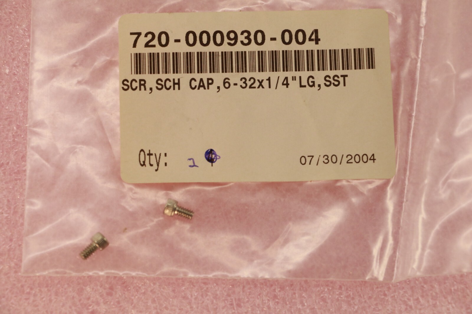2PCS LAM RESEARCH 720-000930-004 SCR,SCH CAP,6-32 X 1/4 LG, SST