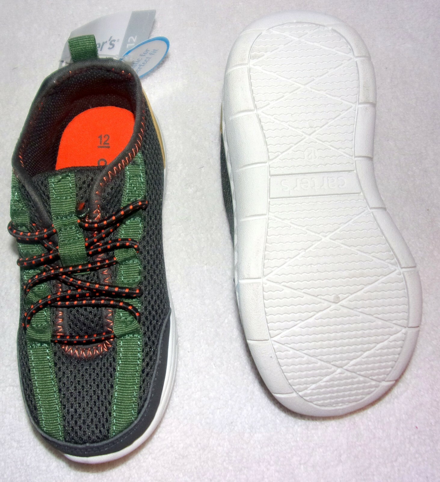 New Kid's Carter's TERREL Grey Lace-Up Casual Athletic Sneaker Shoes 12 M
