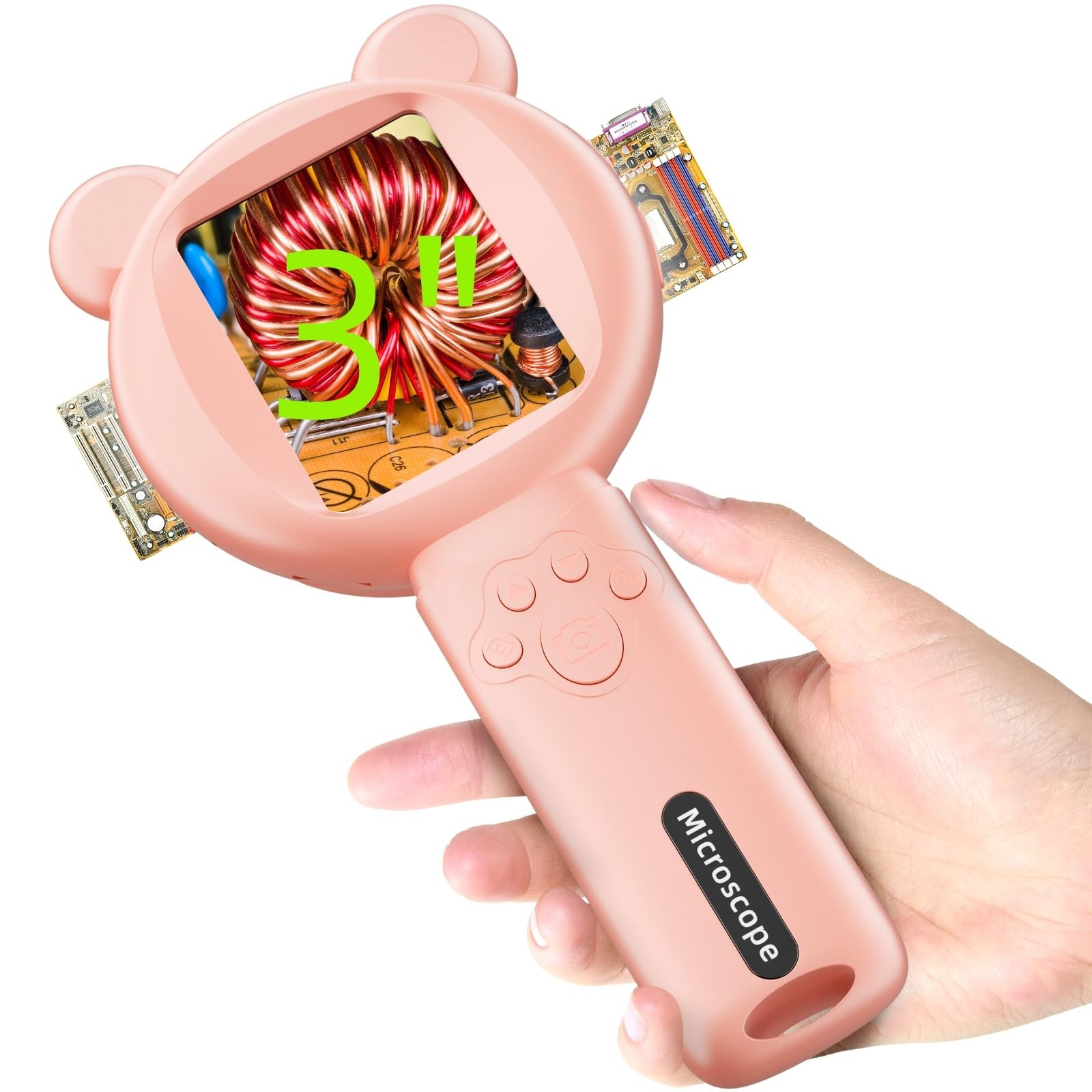 2.8" Screen Magnifying Glass Kids Microscope: Handheld Digital Portable Pocke...