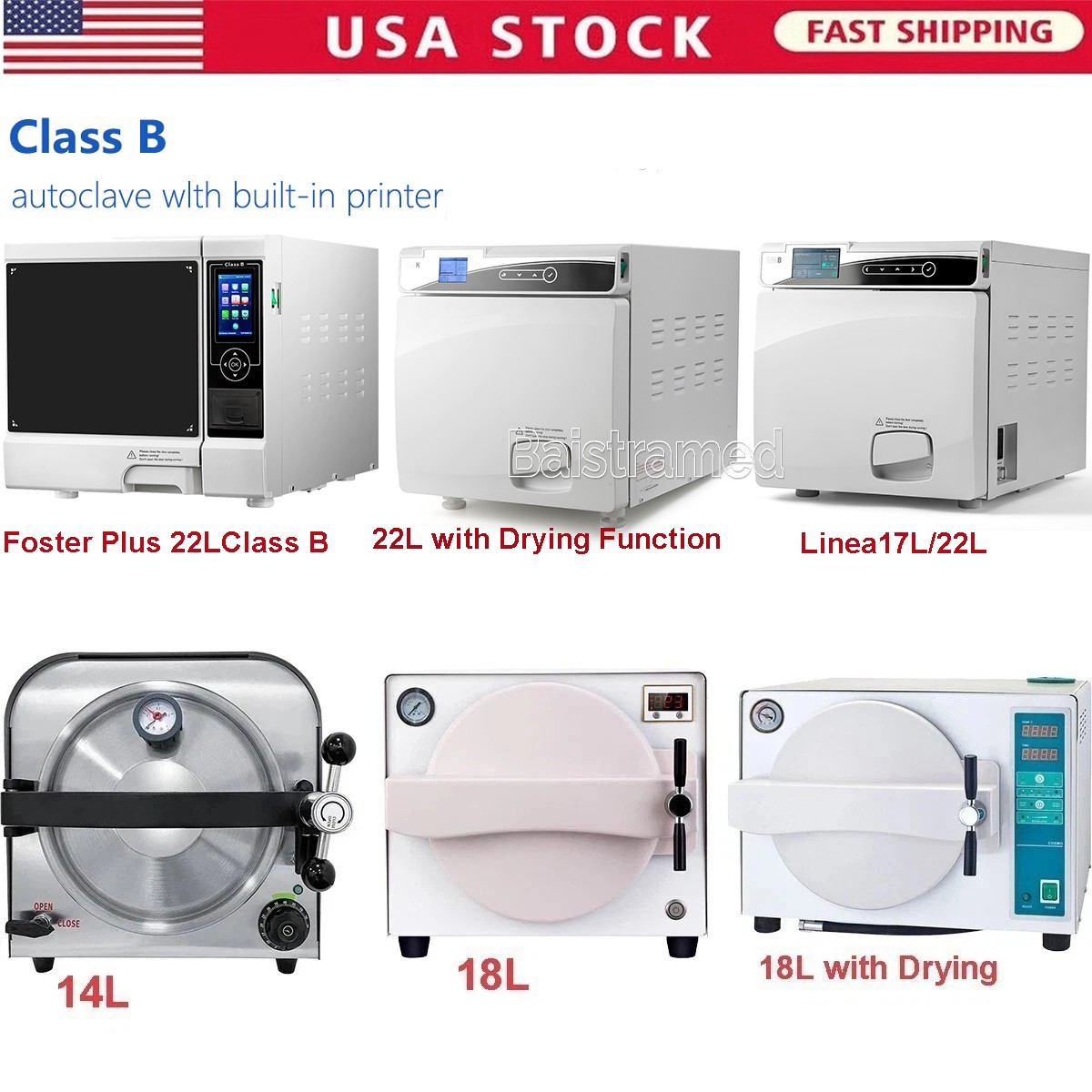22L/17L Class B Dental Autoclave Steam Sterilizer/Class N Sterilizer with Drying
