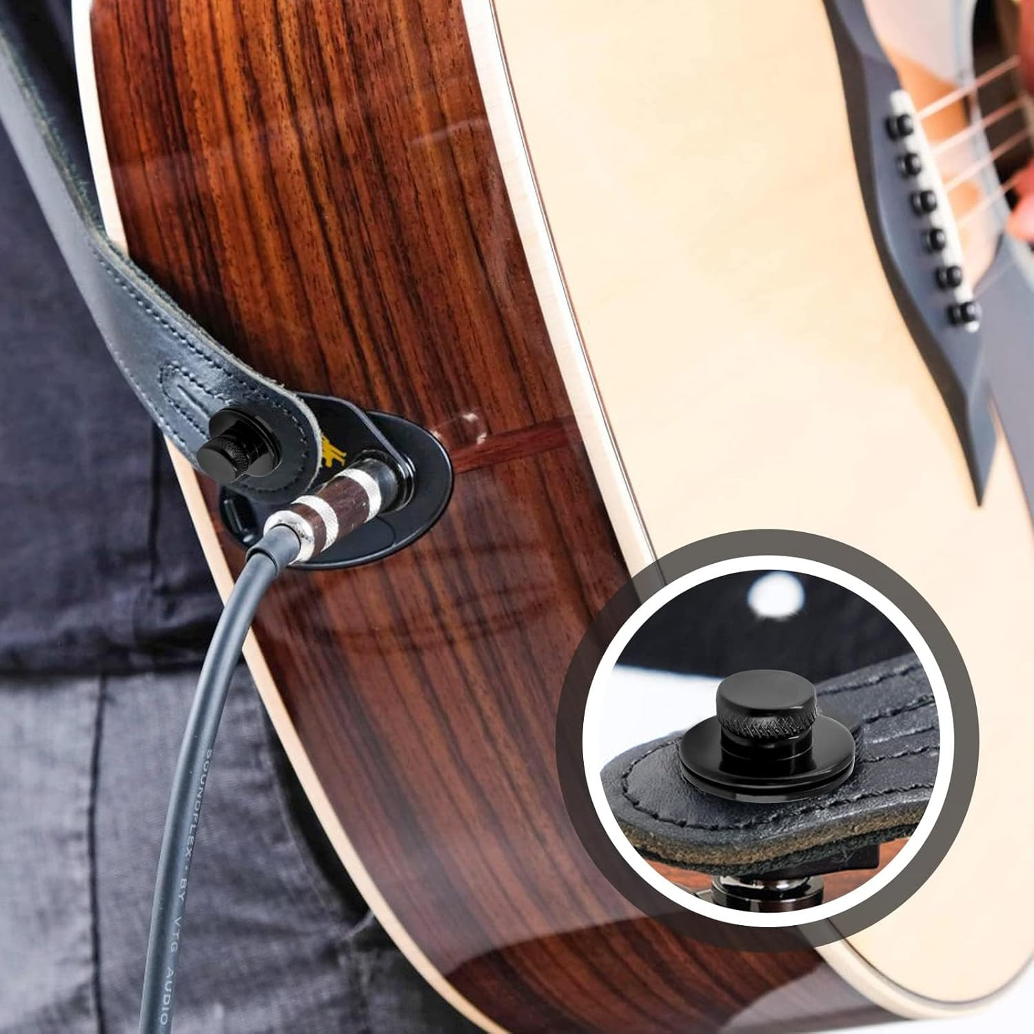 2Pcs - Guitar Strap Lock, Button Quick Install/Release Strap Lock, Guitar Strap