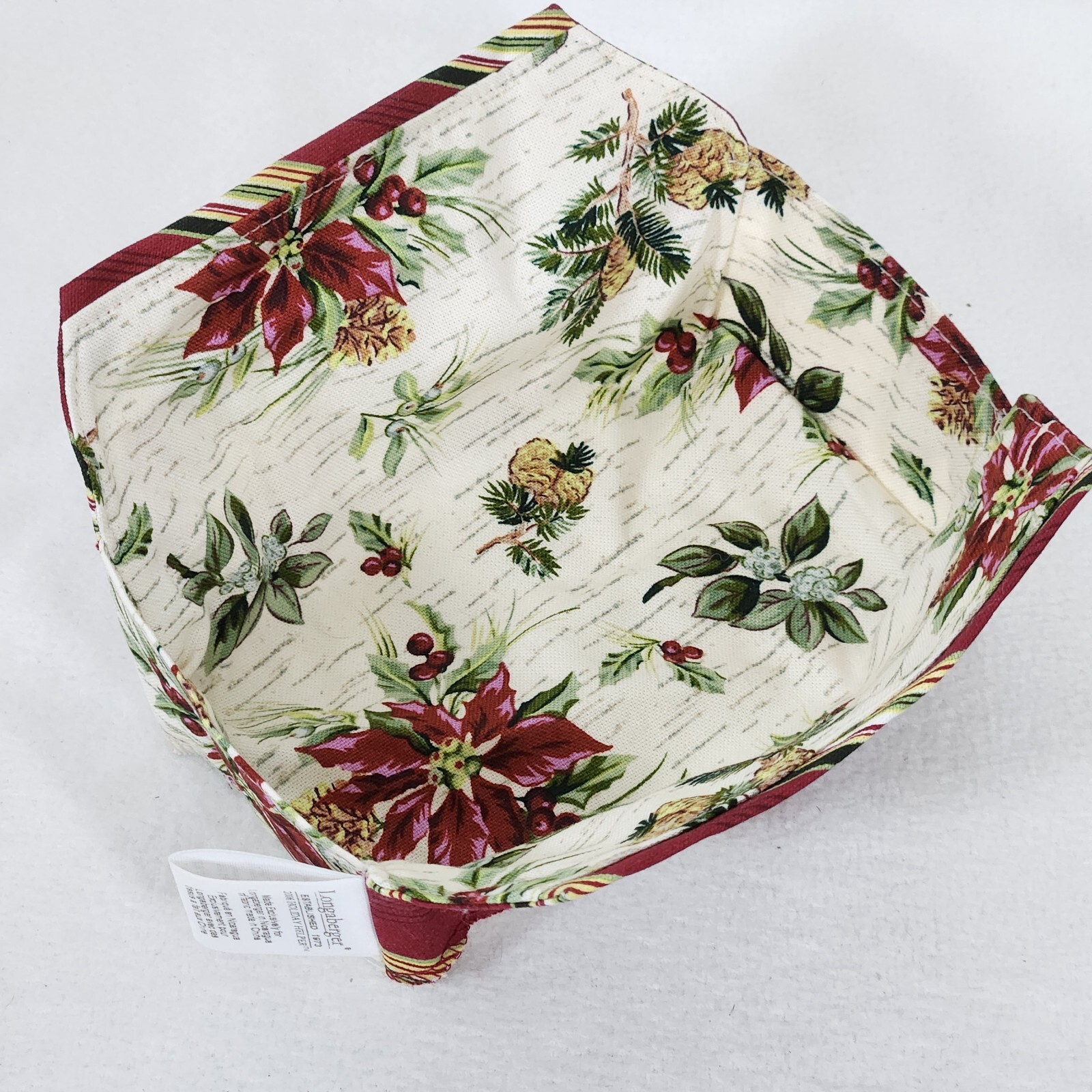 Longaberger 2006 Holiday Helper Basket Fabric Liner Over Edge Holiday Botanical