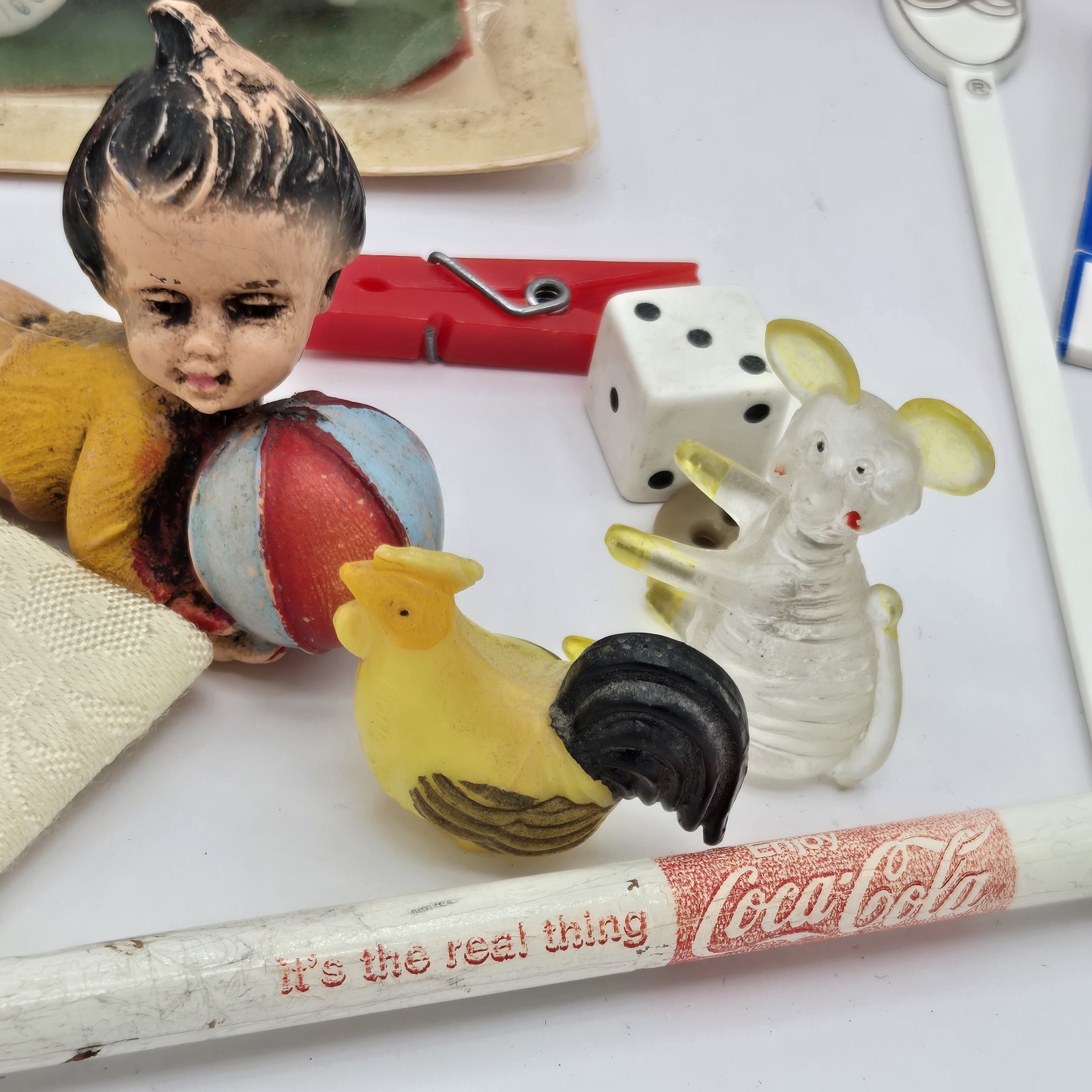 Grandmas Vintage Junk Drawer Lot Figurines Sewing Kit Buttons
