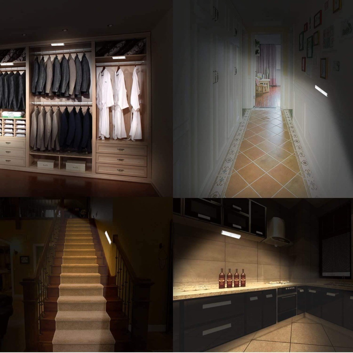 10LED Motion Sensor Light (Cool White), Aluminum, Rechargeable (White)