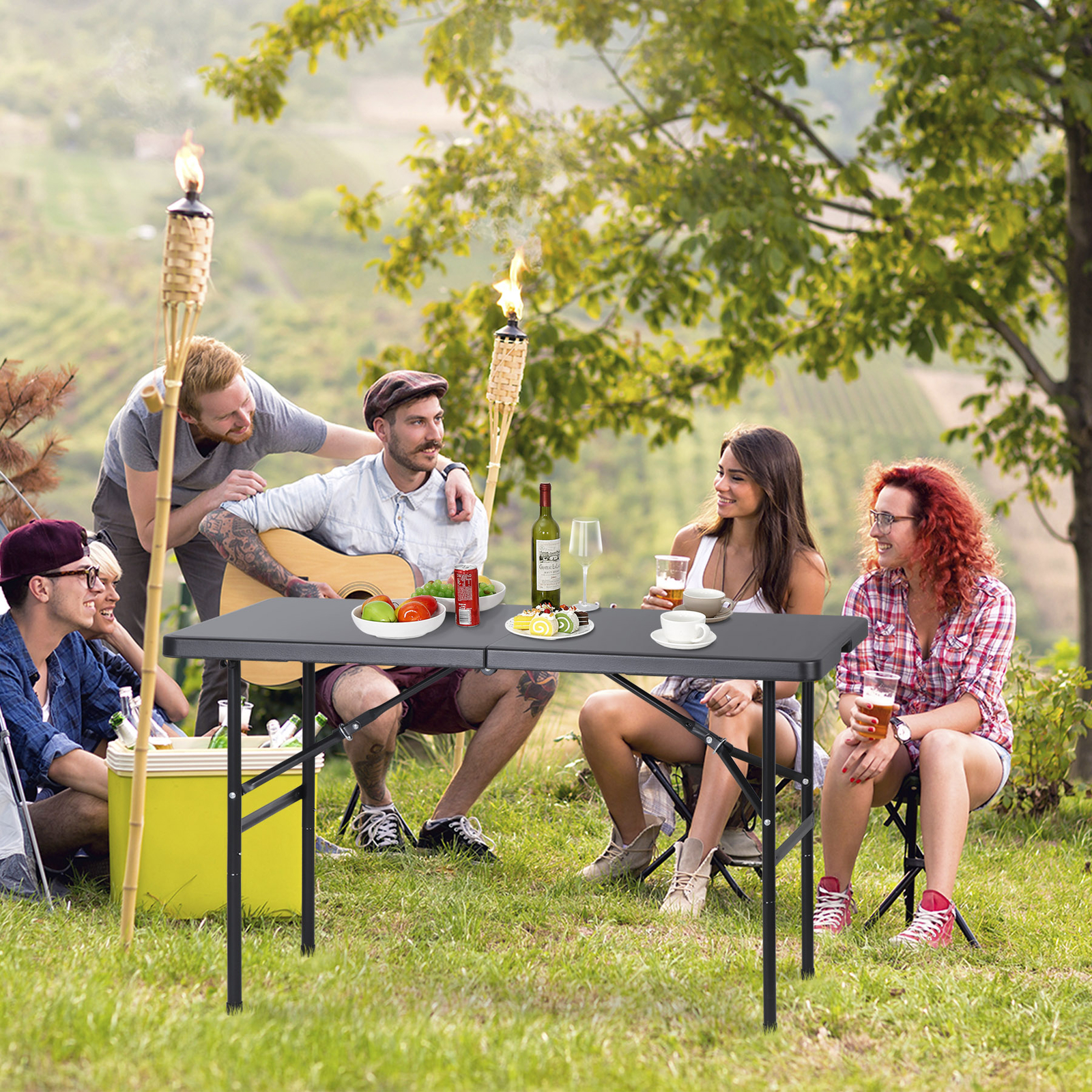 4 FT Folding Table Plastic Portable Tables for Dining Parties Card Wedding BBQ