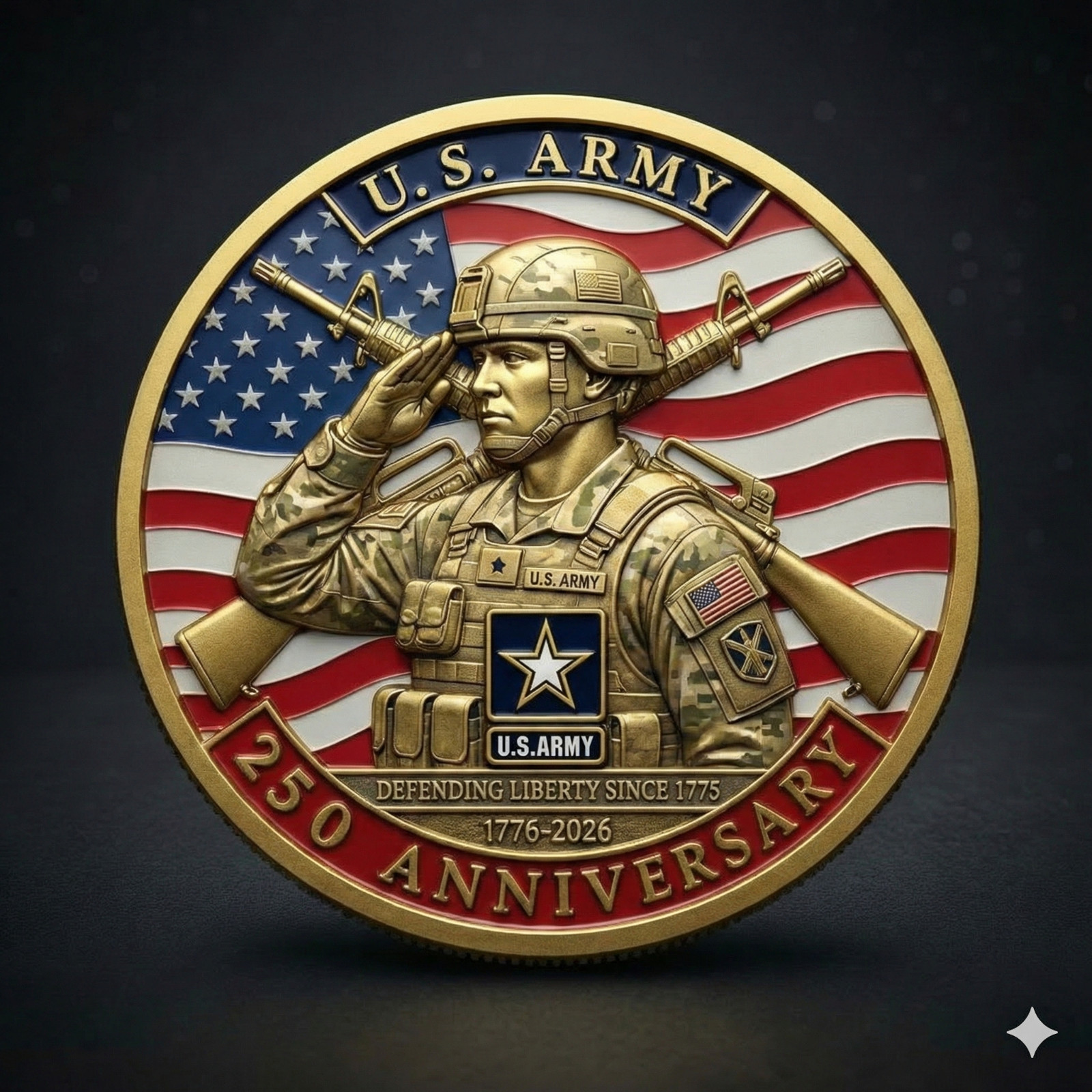 250th Anniversary US Army Challenge Commemorative Coin 3D Medal .999 Copper!