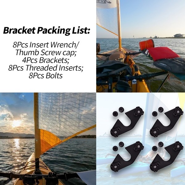 4Set AMA Bracket Kit For Hobie Island Adventure / Tandem -Replaces Bungee System