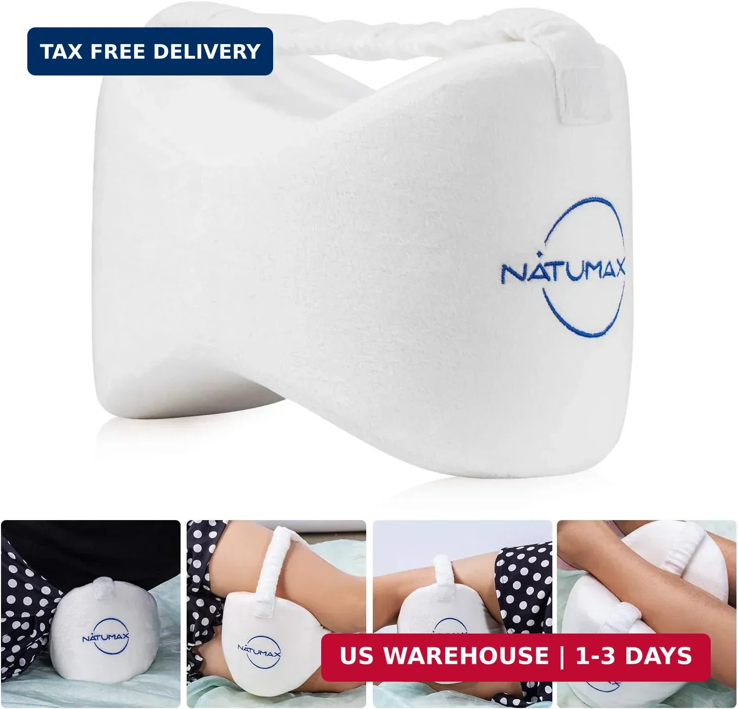 Knee Pillow for Side Sleepers Memory Foam with Strap for Pain Relief | Knee Pill