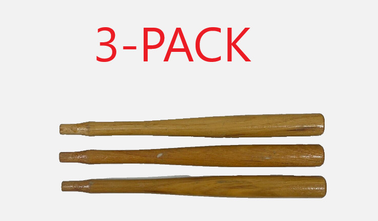 HAMMER HANDLE  9-1/2"  (3-PACK) HICKORY OVAL EYE 3/8" X 1/4'