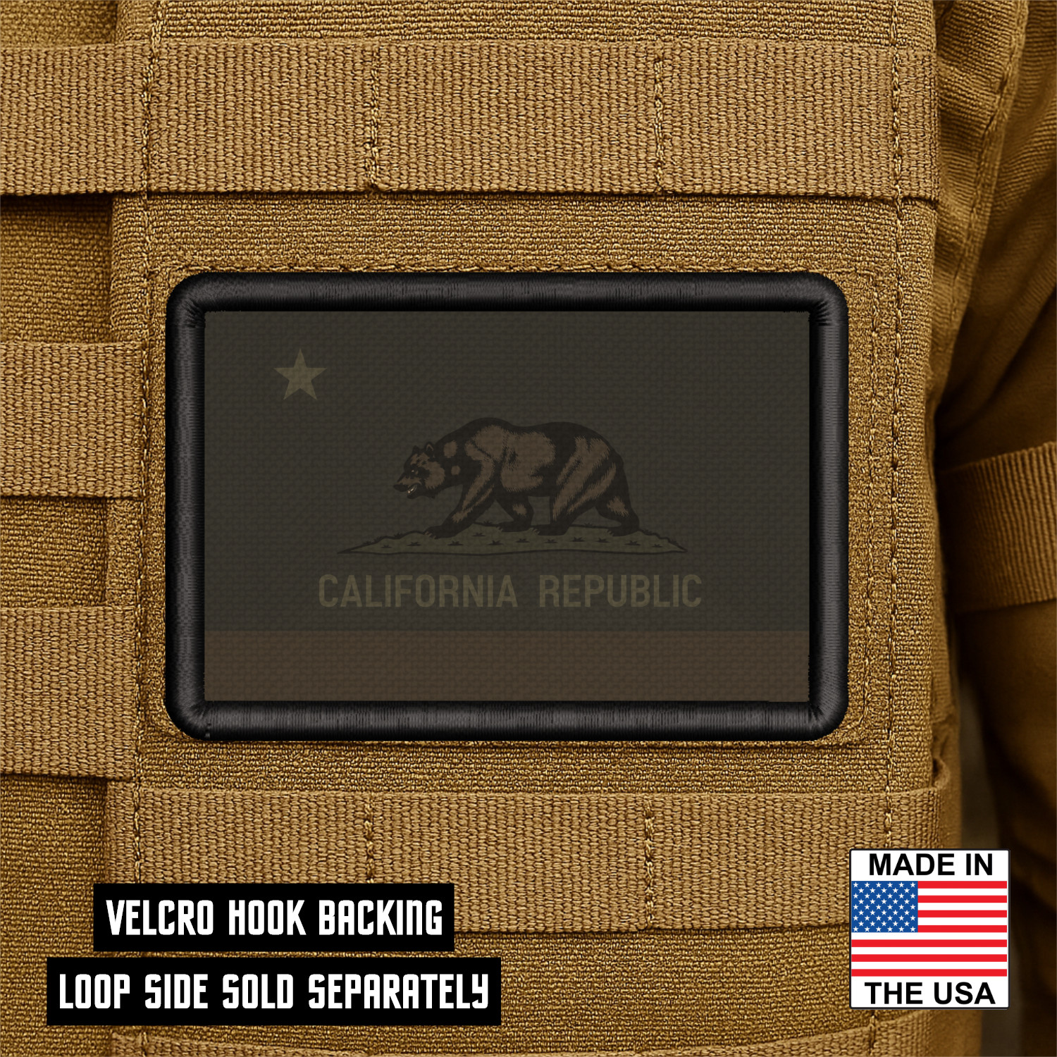 Tactical California State Flag Morale Patch, 2x3" | VELCRO® Brand Fastener