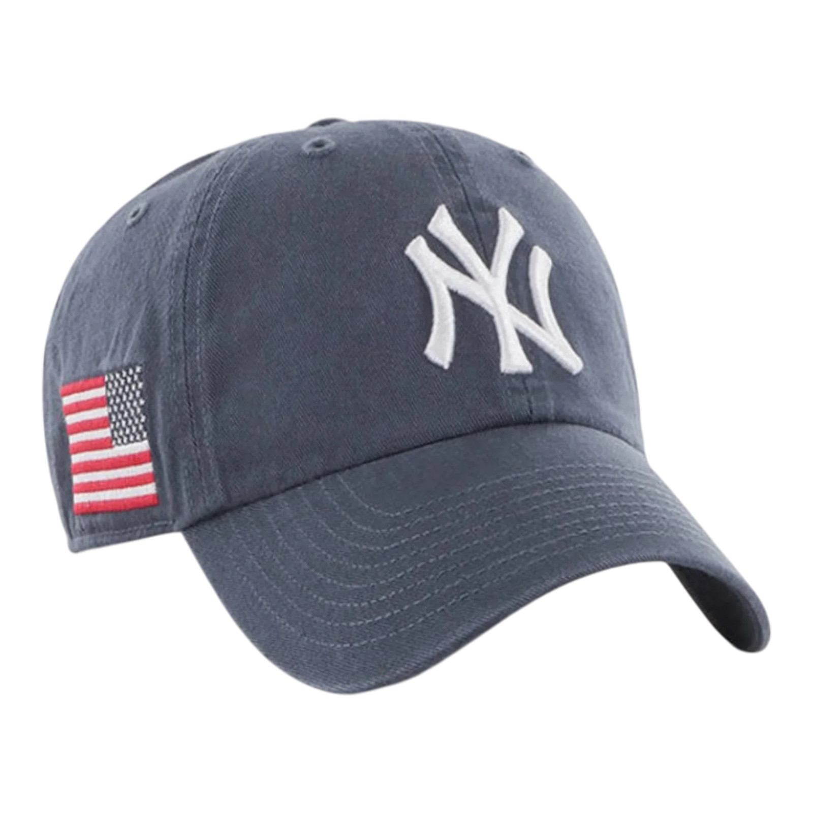 47 Brand Clean Up New York Yankees Heritage USA Flag Strapback in Navy | Adjusta