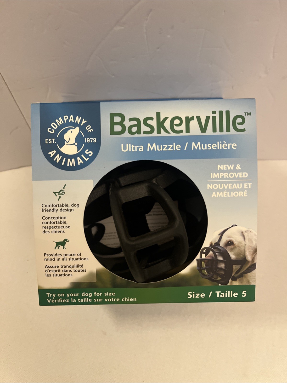 New Bakerville Ultra Muzzle Patented Humane Design Breathable Dog Size 5 Black