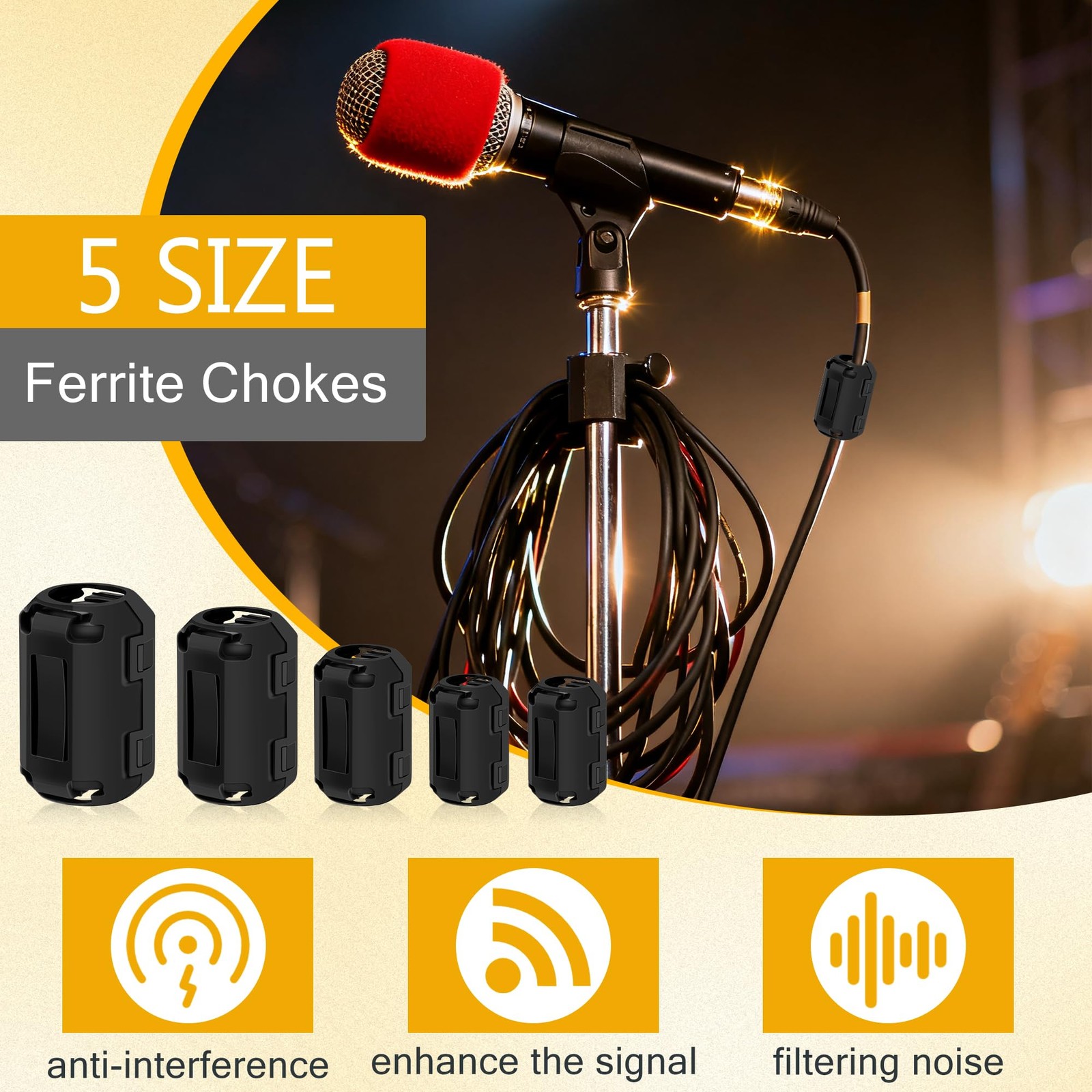 25Pcs Ferrite Chokes Ferrite Beads Snap on RFI EMI Noise Suppressor Cable Cli...