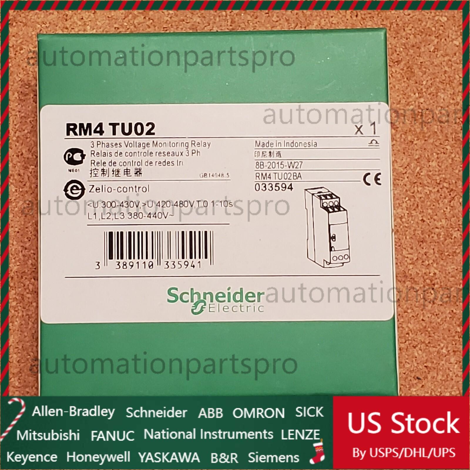 Schneider Electric 033594 RM4TU02 3-phase Voltage Monitoring RelayUS Free TAX