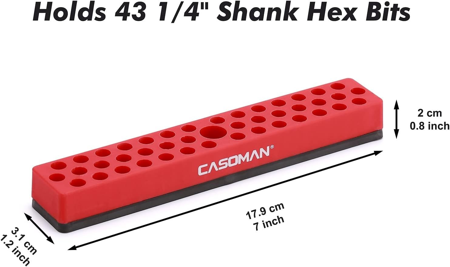 43-Hole Hex Bit Organizer with Strong Magnetic Base for Durable Use