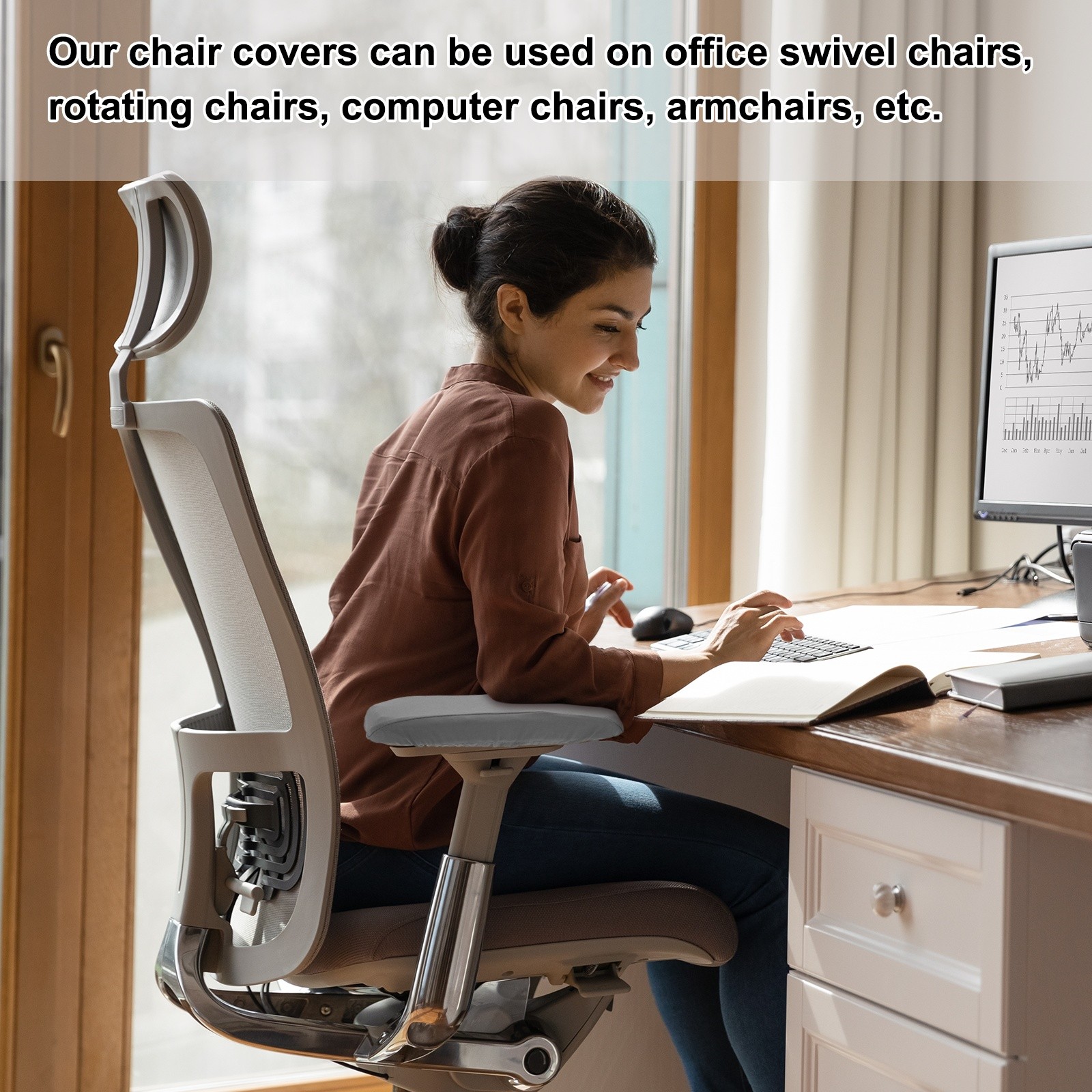 Chair Armrest Slip Cover, 32 x 8cm Removable Seat Protector (Yellow)